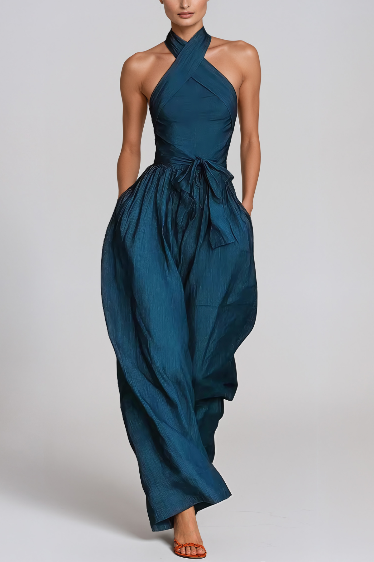 Hermanus Halter Neck Tie Up Baggy Jumpsuit
