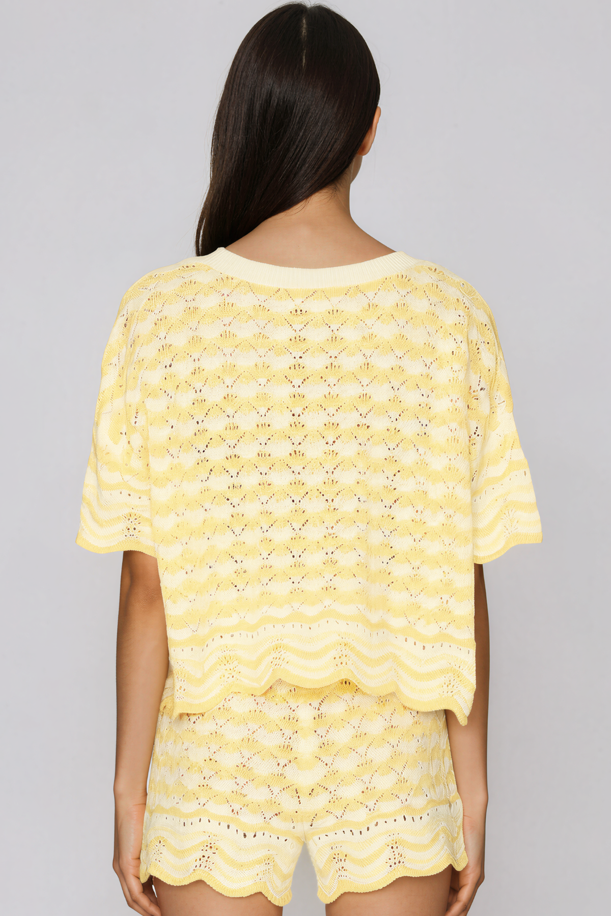 Henry Stripe Knit Shorts Set In Yellow