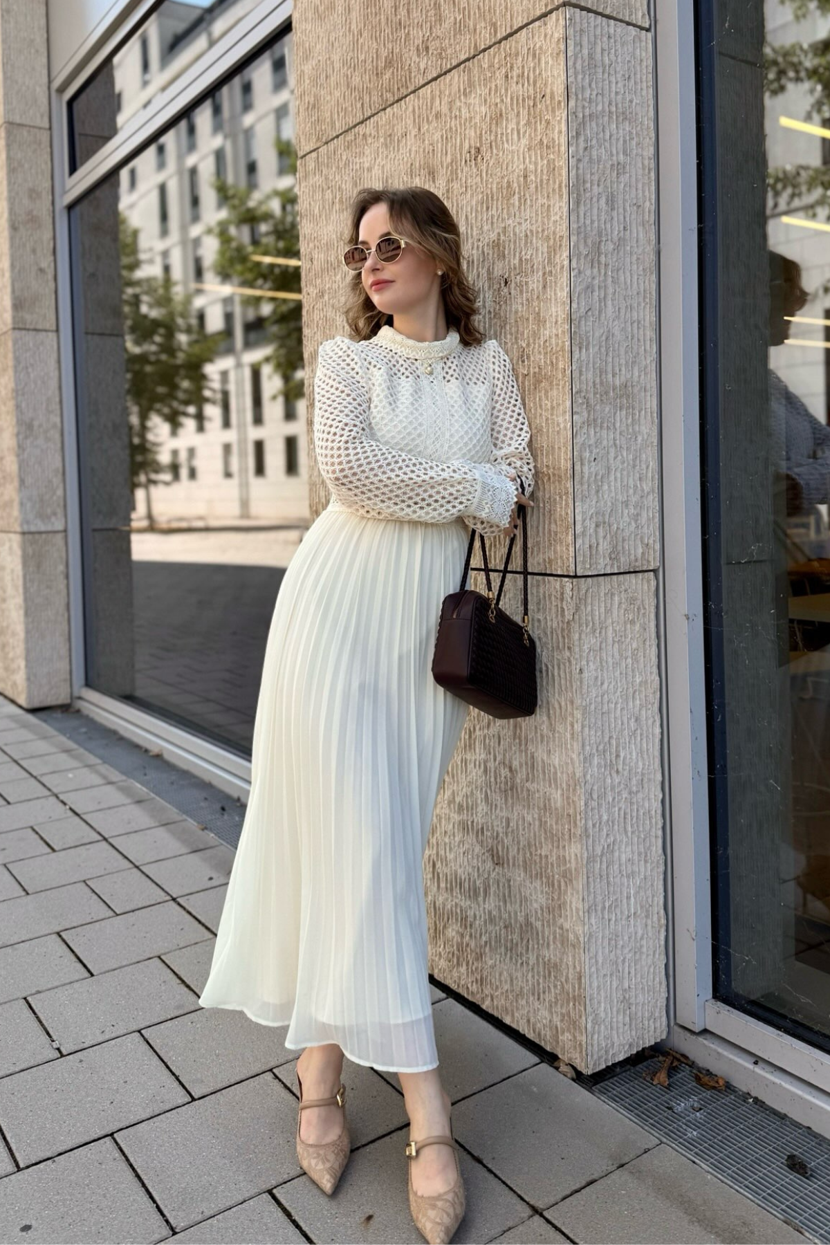 Feige Cutout Pleated Midi Dress