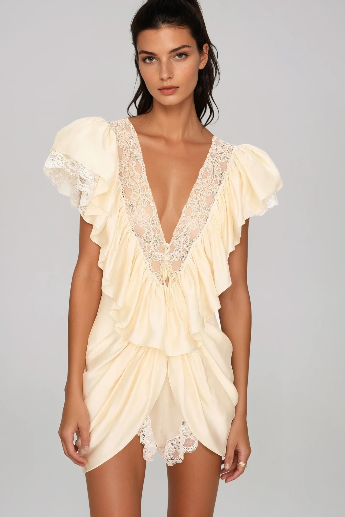 Hadassa Plunge Ruffle Jumpsuit