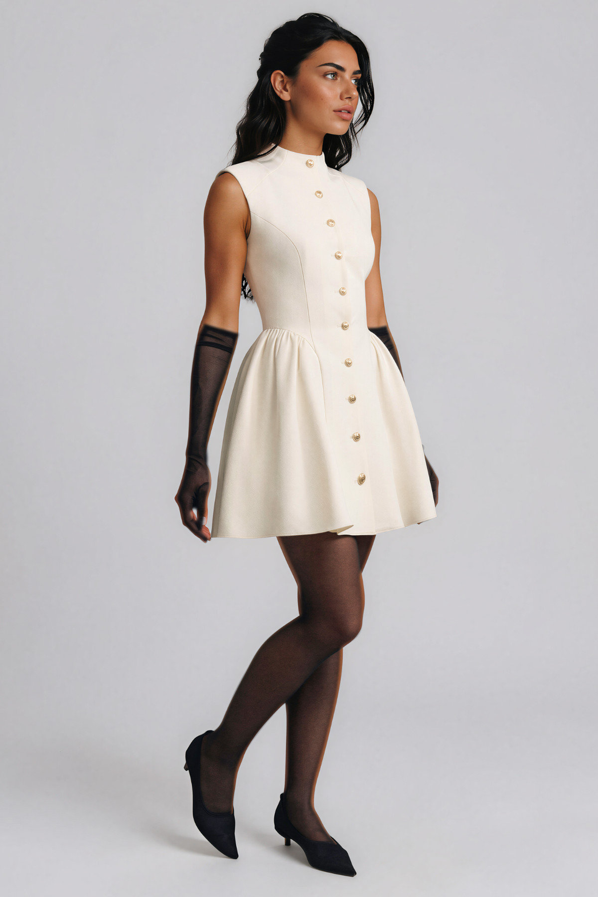 Jeanie Sleeveless Button Mini Dress