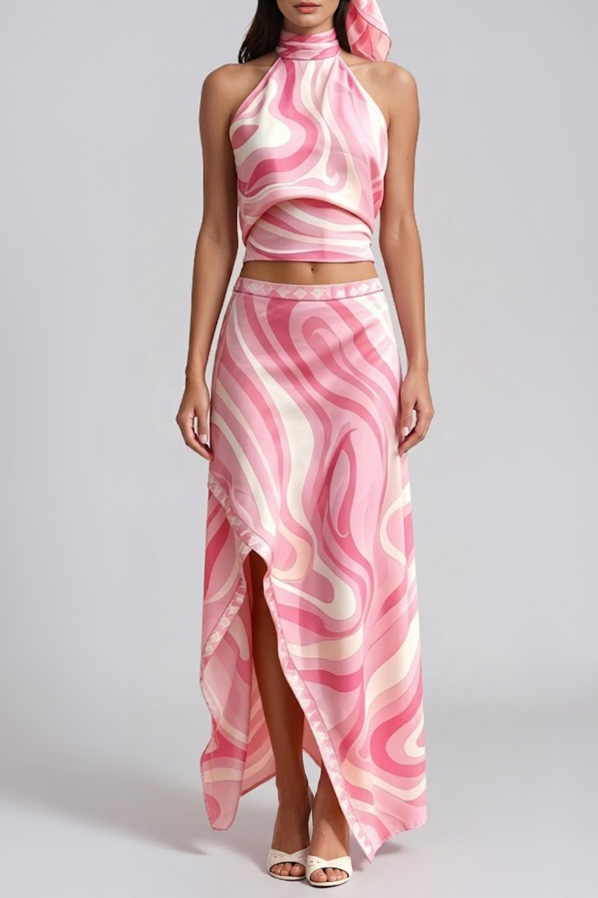 Hardmod Print Split There Piece Skirt Set