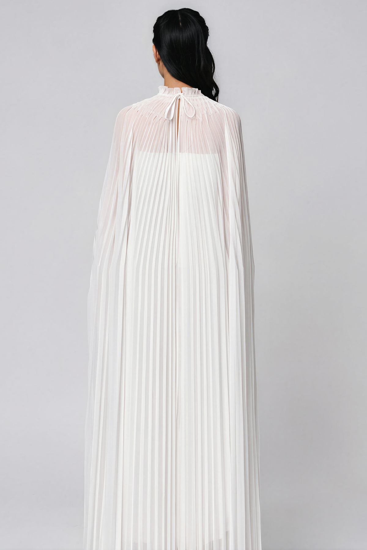 Kabir Cape Sleeve Ruch Maxi Dress