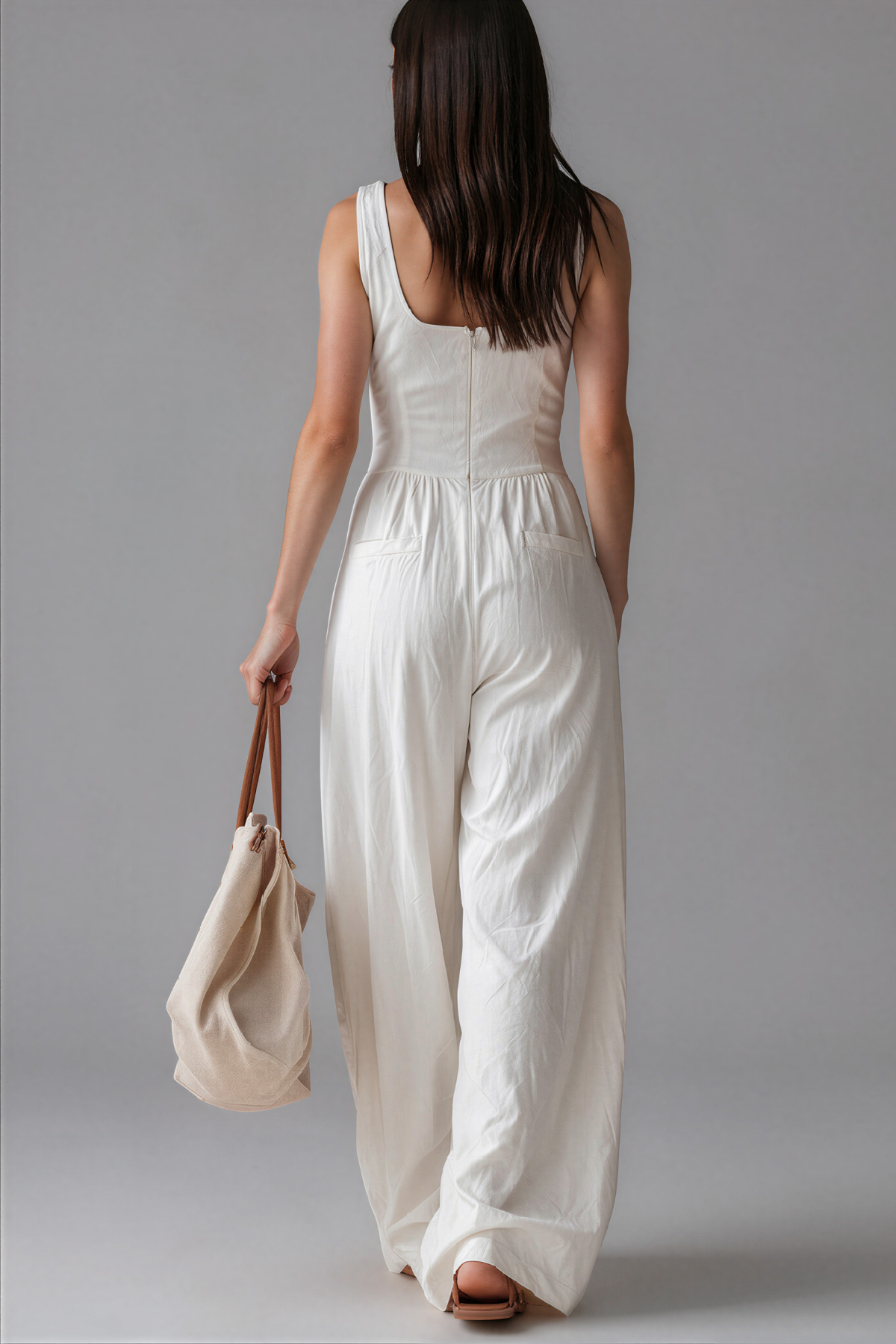 Rory Linen V neck Wide Leg Jumpsuit