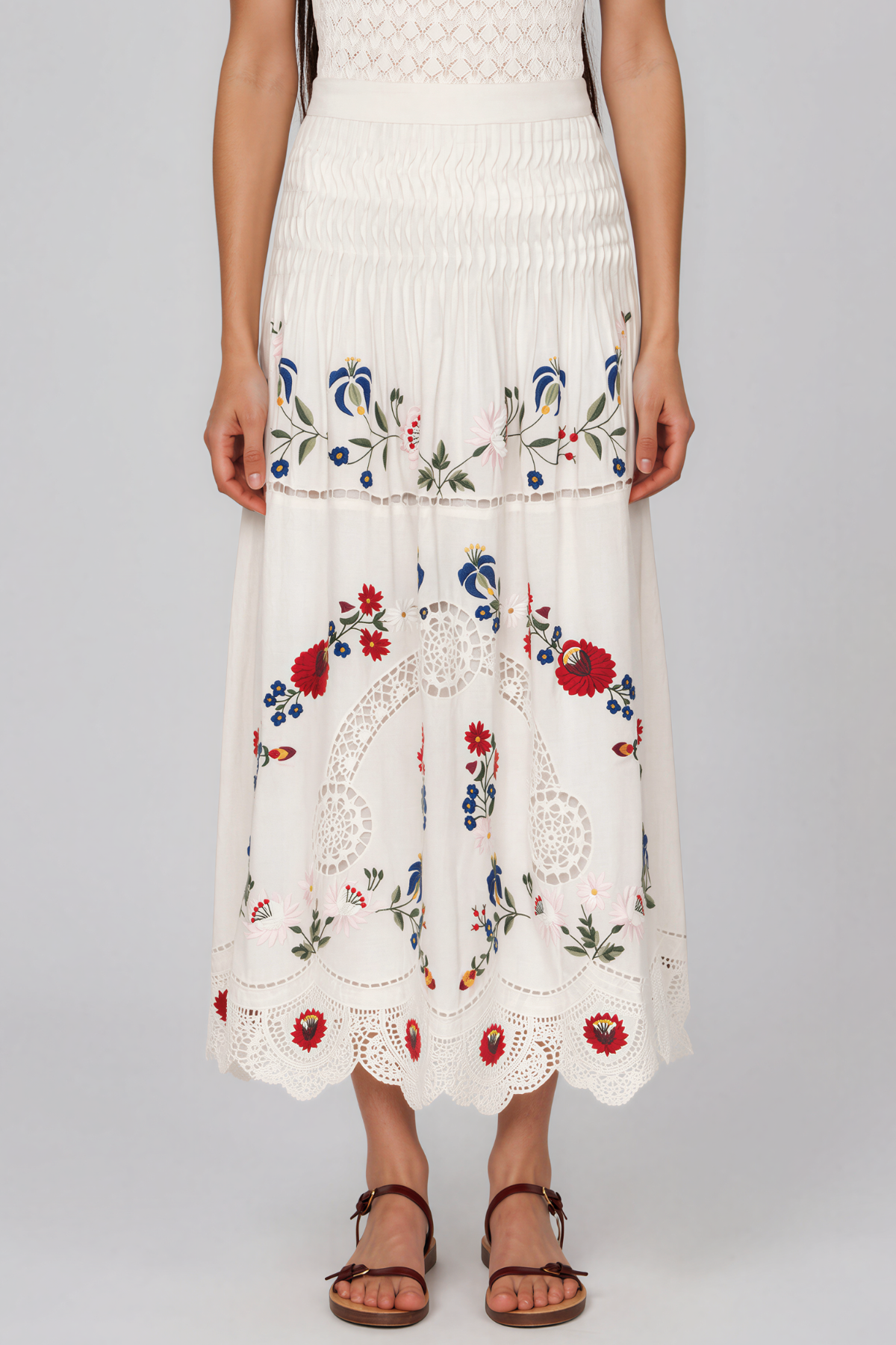 Lenia Halter Neck Floral Lace Skirt Set