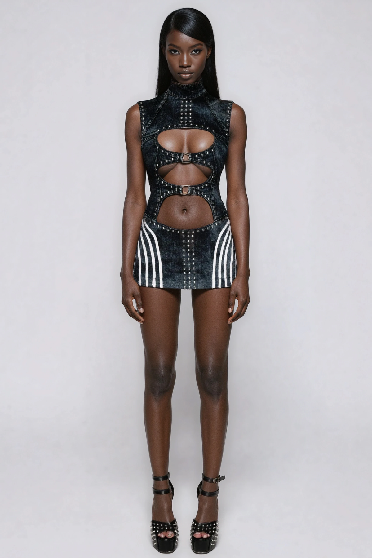 Hereward Cutout Studded Mini Dress