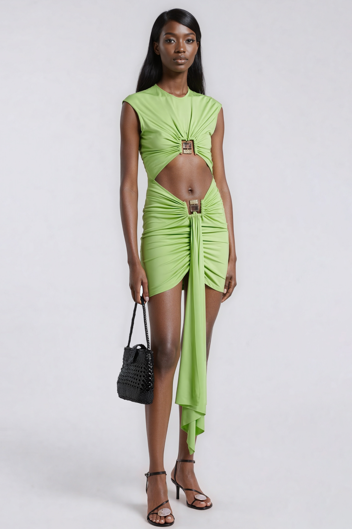 Jarrett Cutout Ruch Embellished Mini Dress