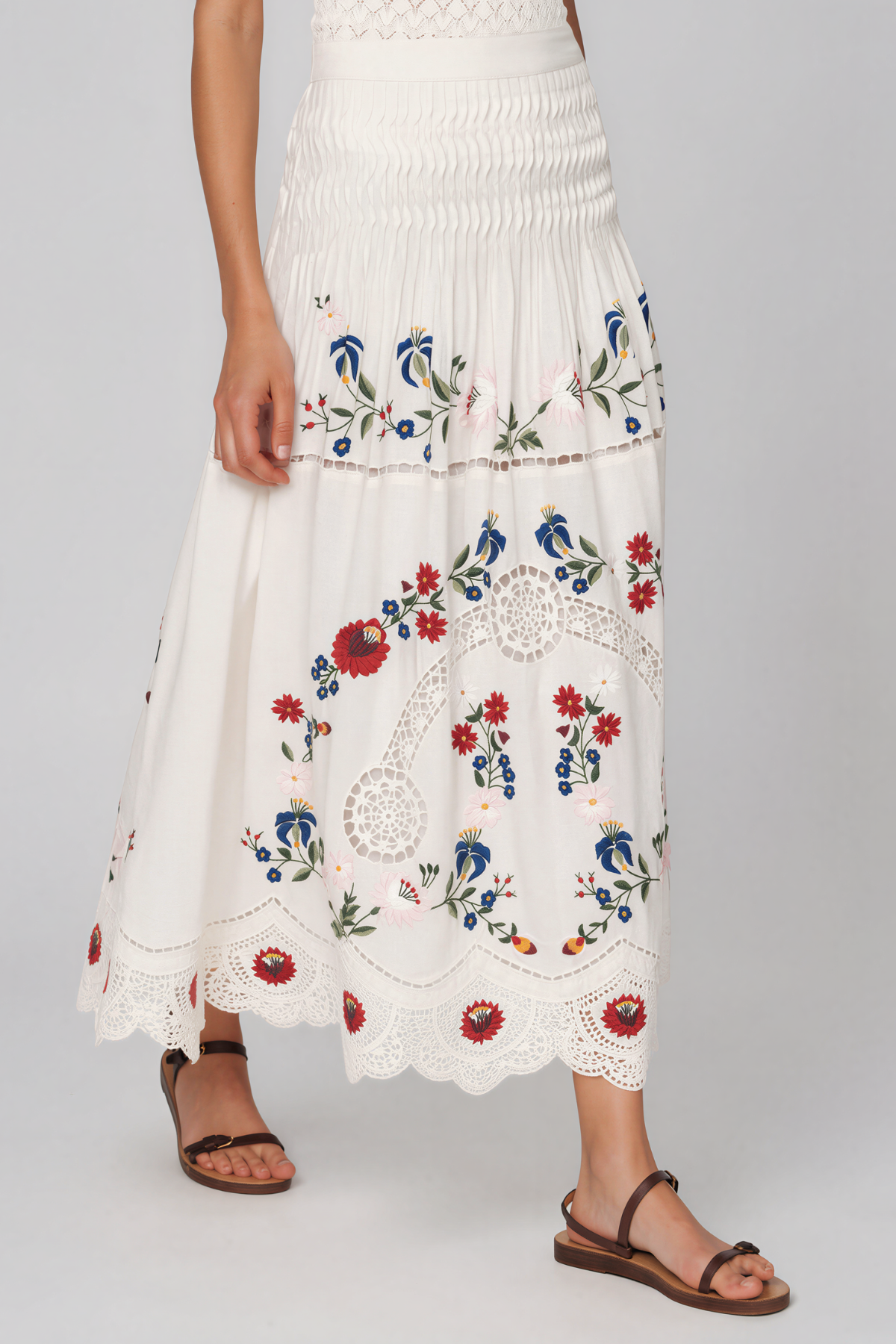 Lenia Halter Neck Floral Lace Skirt Set
