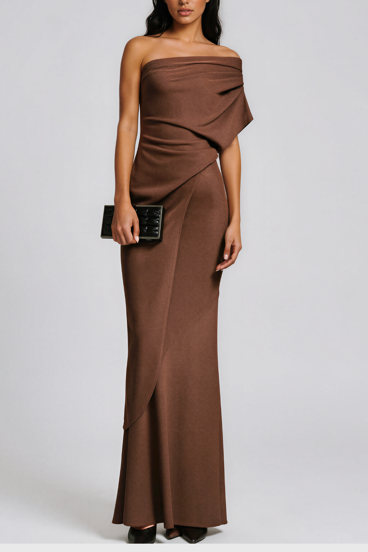 Kadeem Strapless Asymmetrical  Ruch Maxi Dress