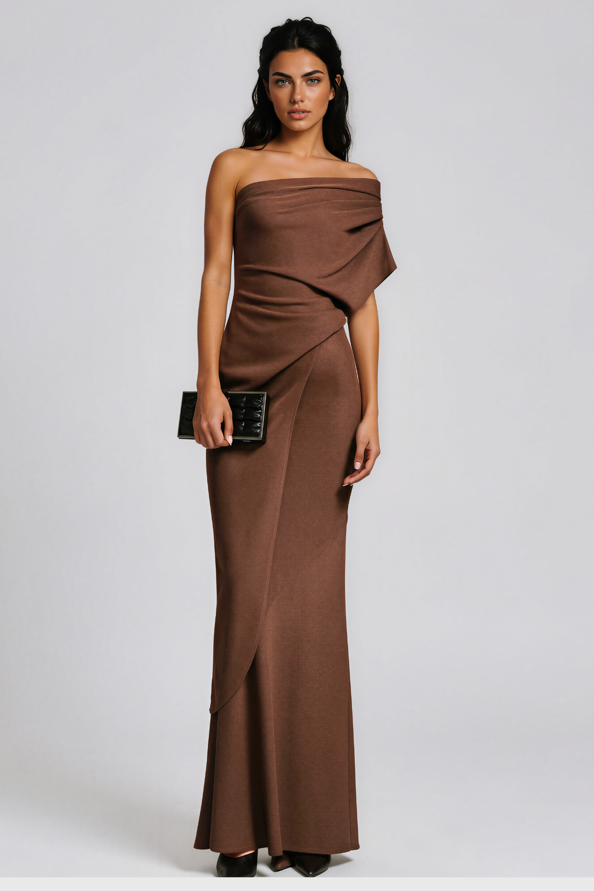 Kadeem Strapless Asymmetrical  Ruch Maxi Dress