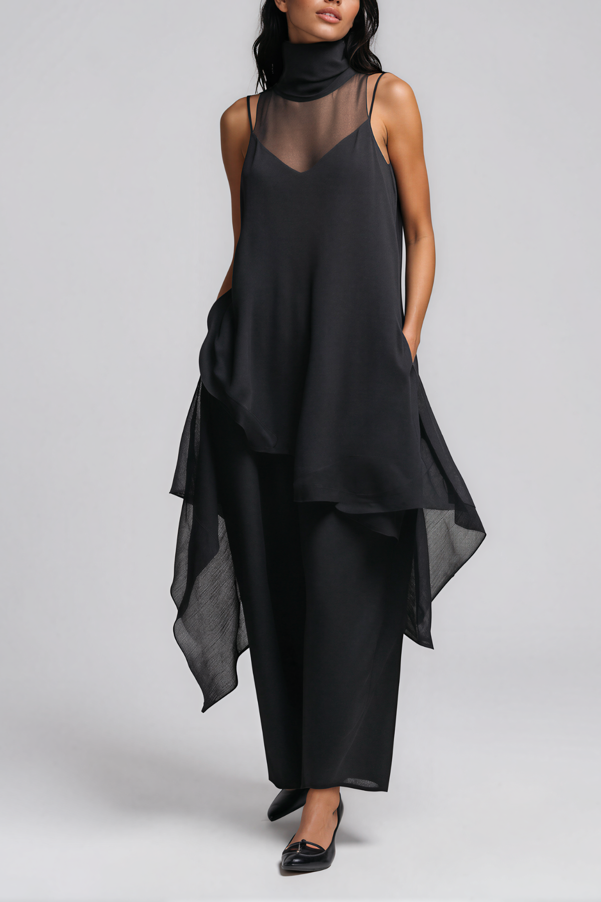 Two piece mesh maxi dress