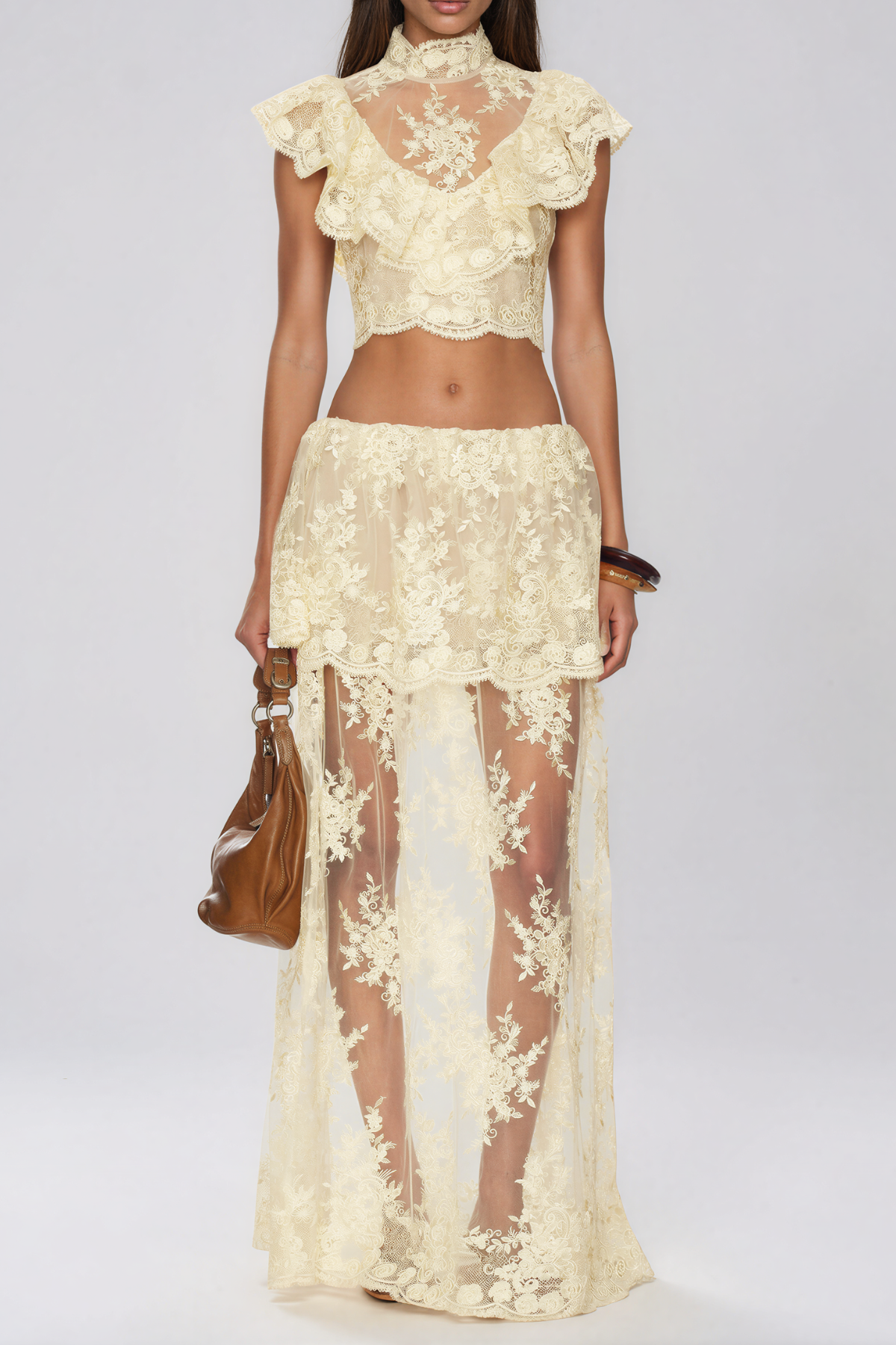 Fergal Lace Ruffle Floral Skirt Set  