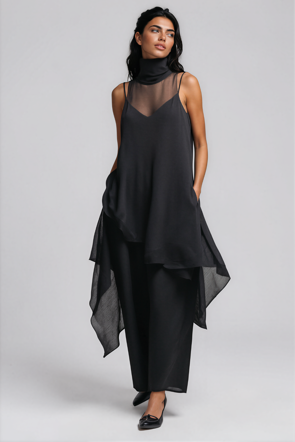 Two piece mesh maxi dress