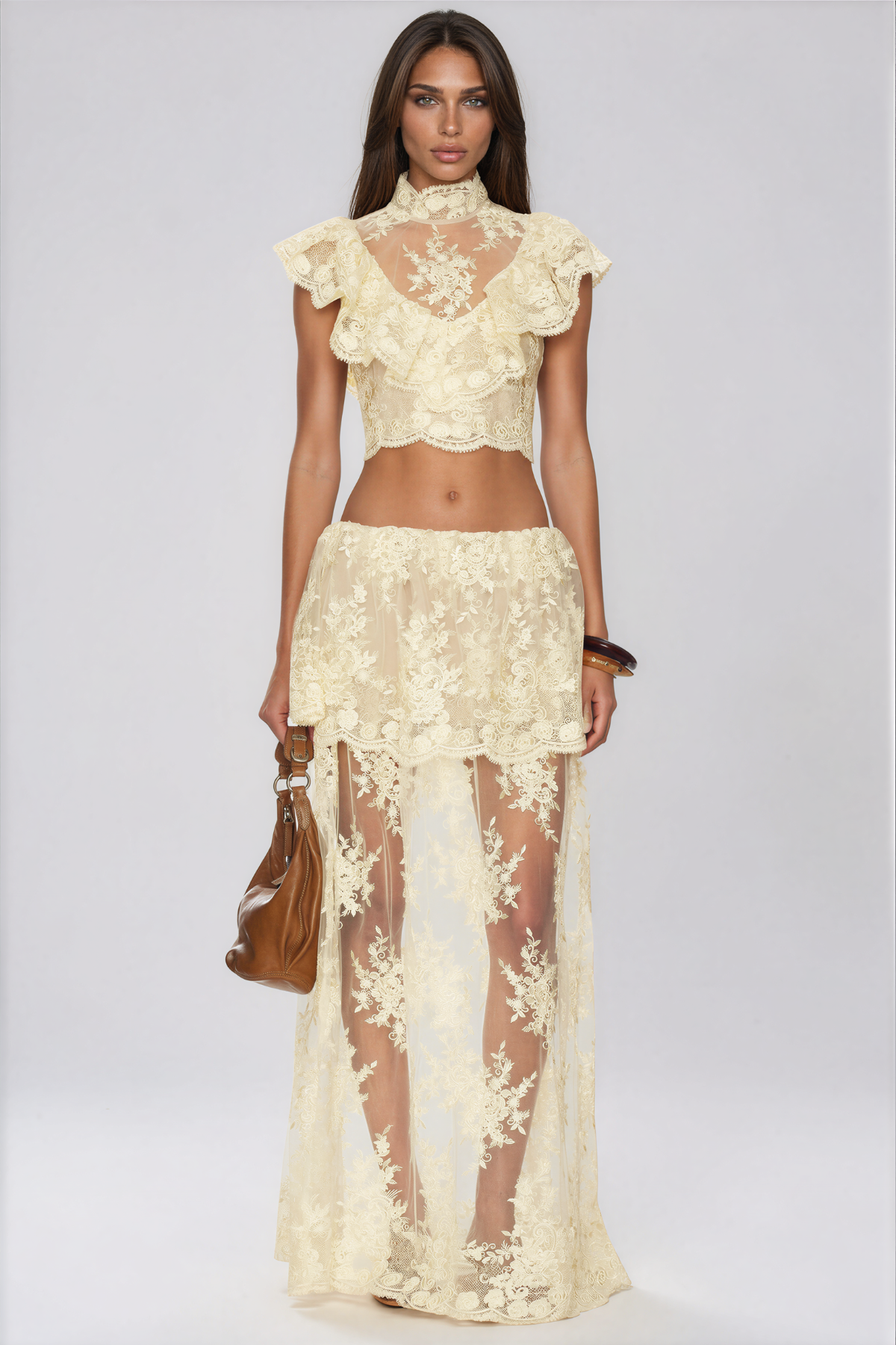 Fergal Lace Ruffle Floral Skirt Set  