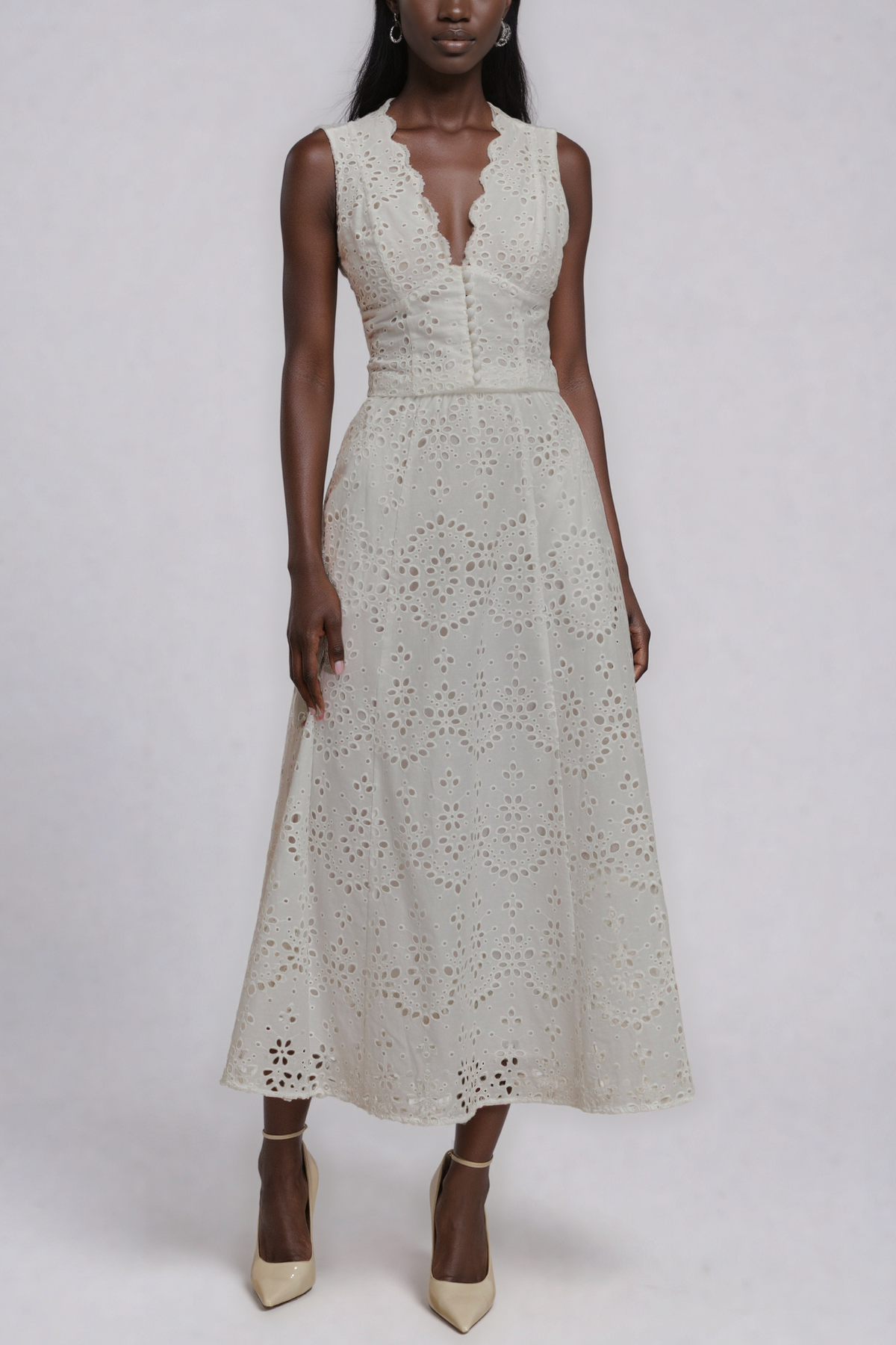 Jaxtyn Plunge Cutout Midi Dress