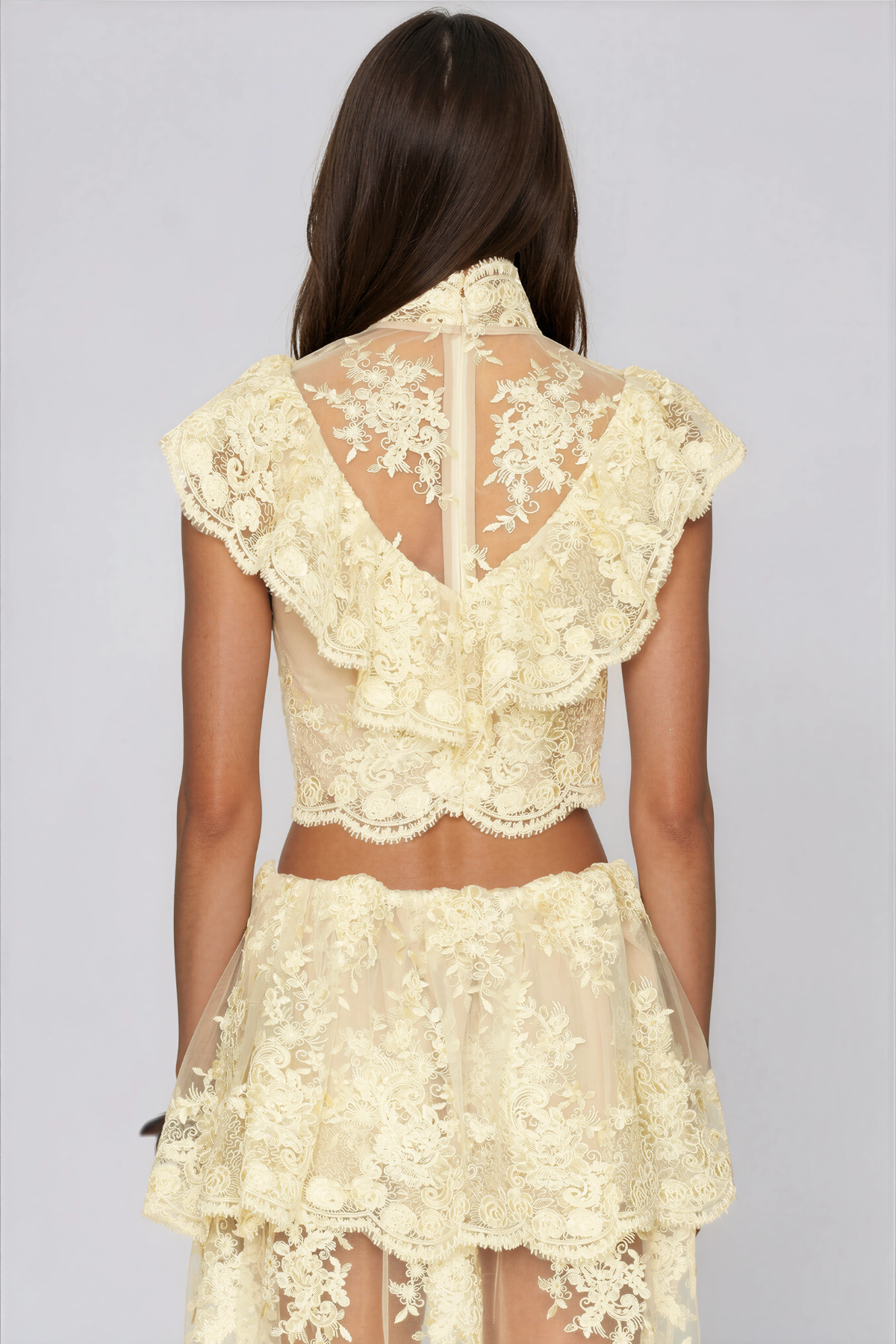 Fergal Lace Ruffle Floral Skirt Set  