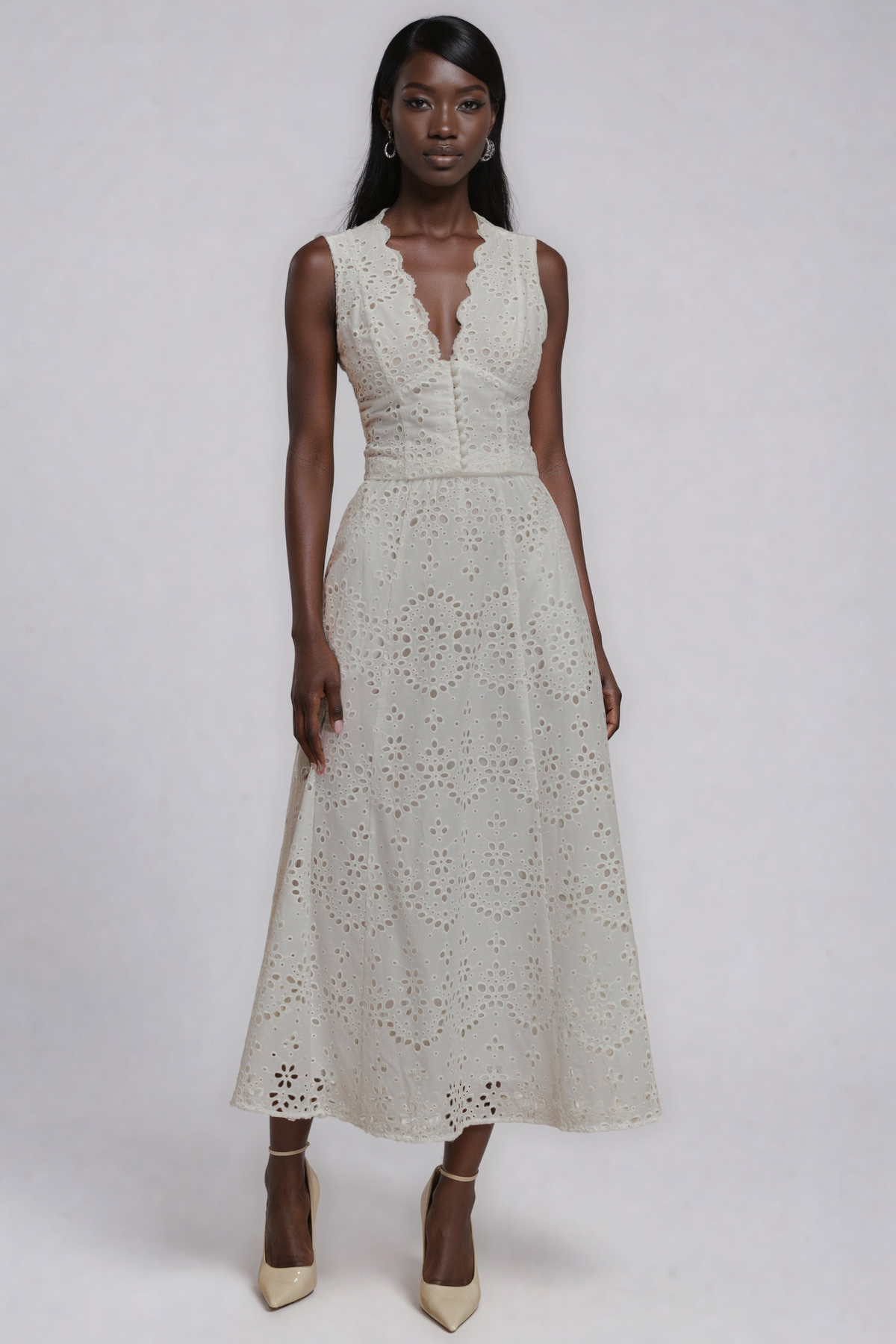 Jaxtyn Plunge Cutout Midi Dress