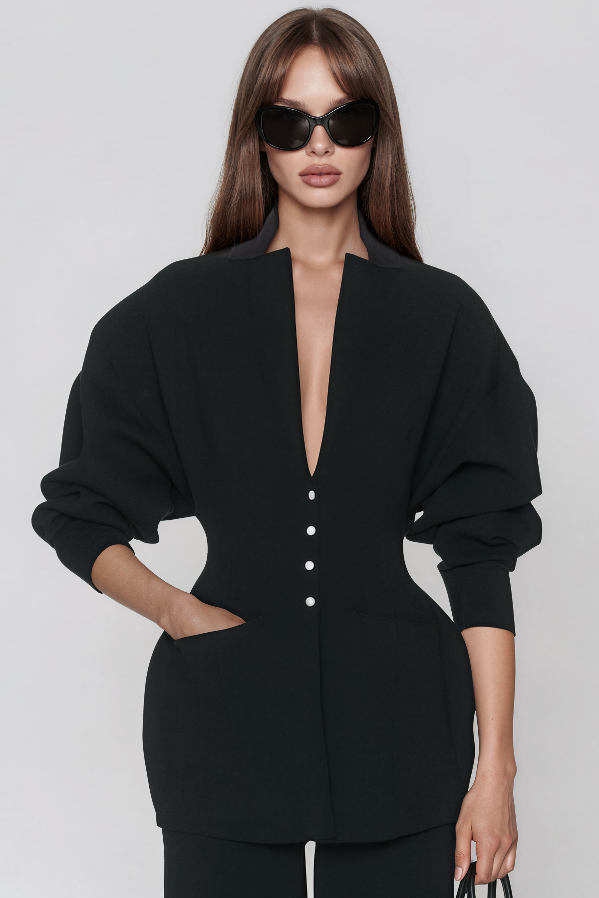 Kamana V Neck Button Blazer