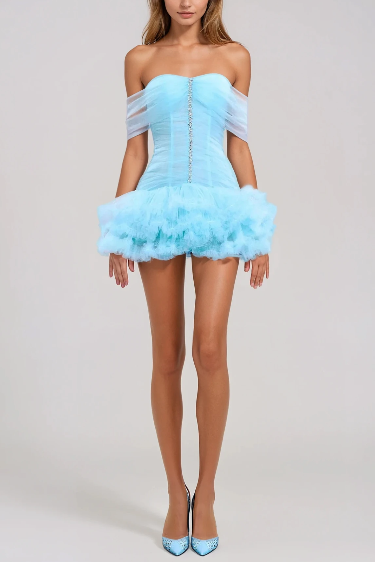 Giselbert Puffy Mesh Mini Dress