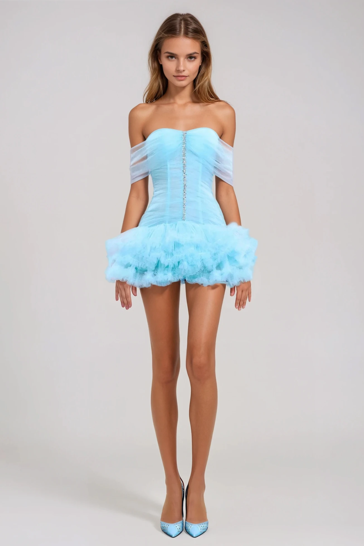 Giselbert Puffy Mesh Mini Dress