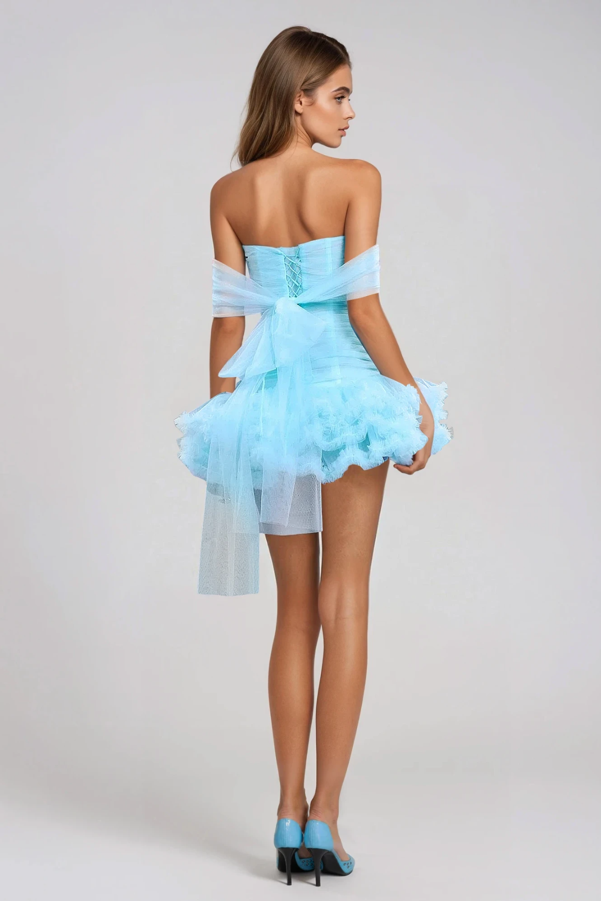 Giselbert Puffy Mesh Mini Dress