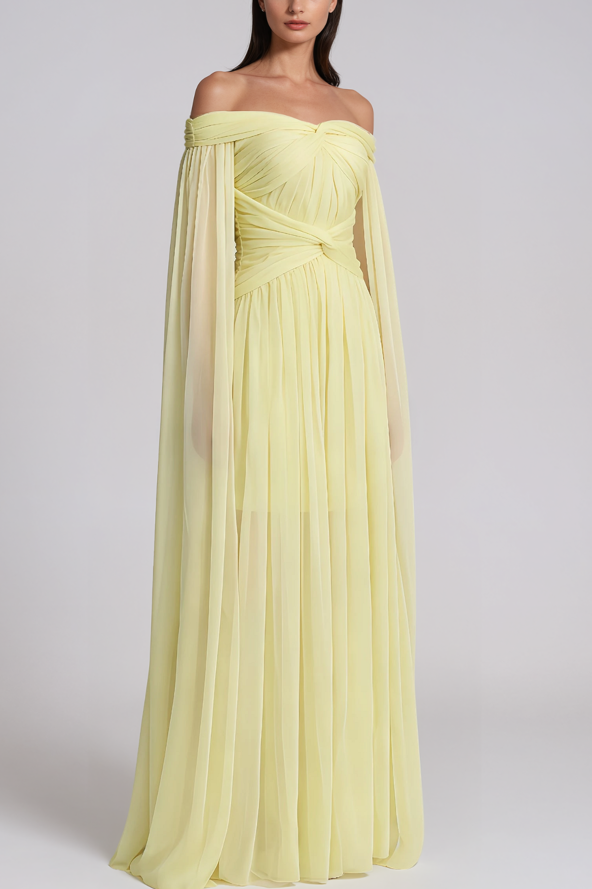 Jayant Off Shoulder Ruch Twist Maxi Dress