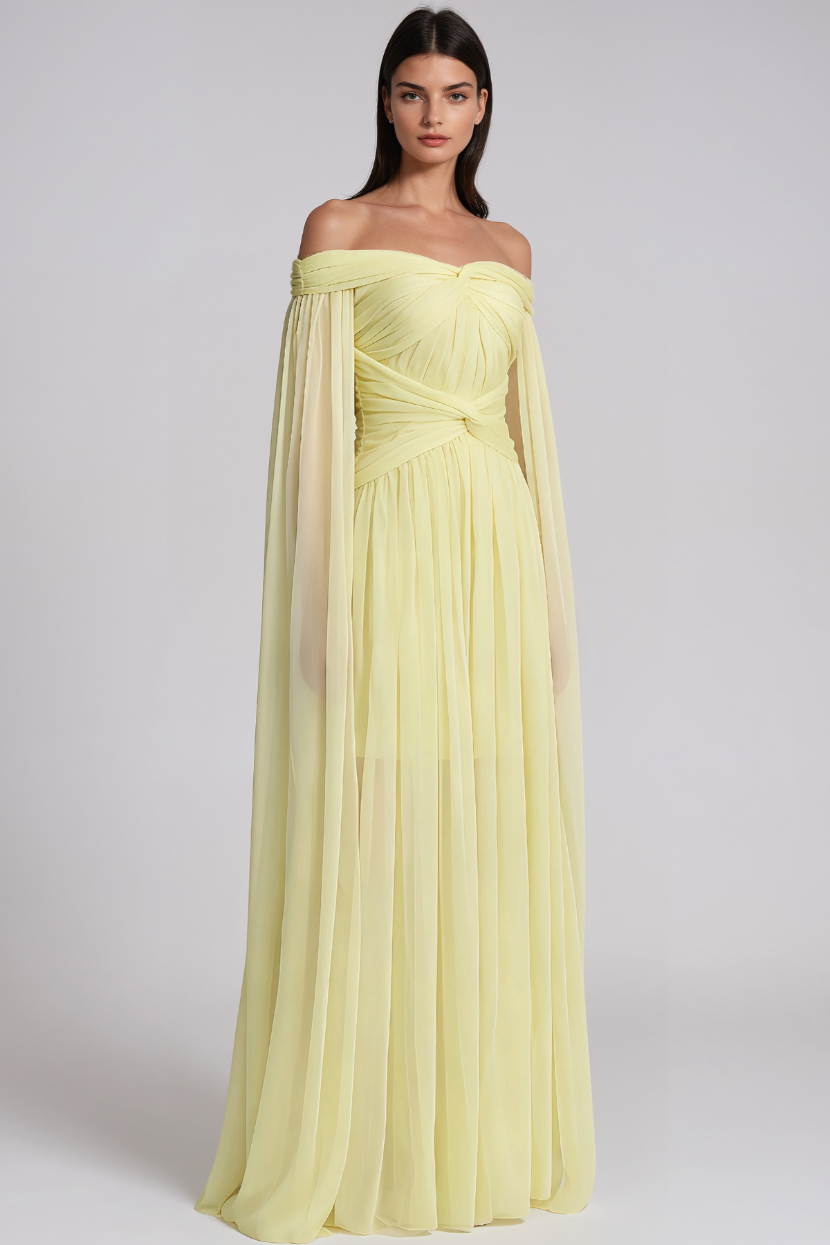 Jayant Off Shoulder Ruch Twist Maxi Dress