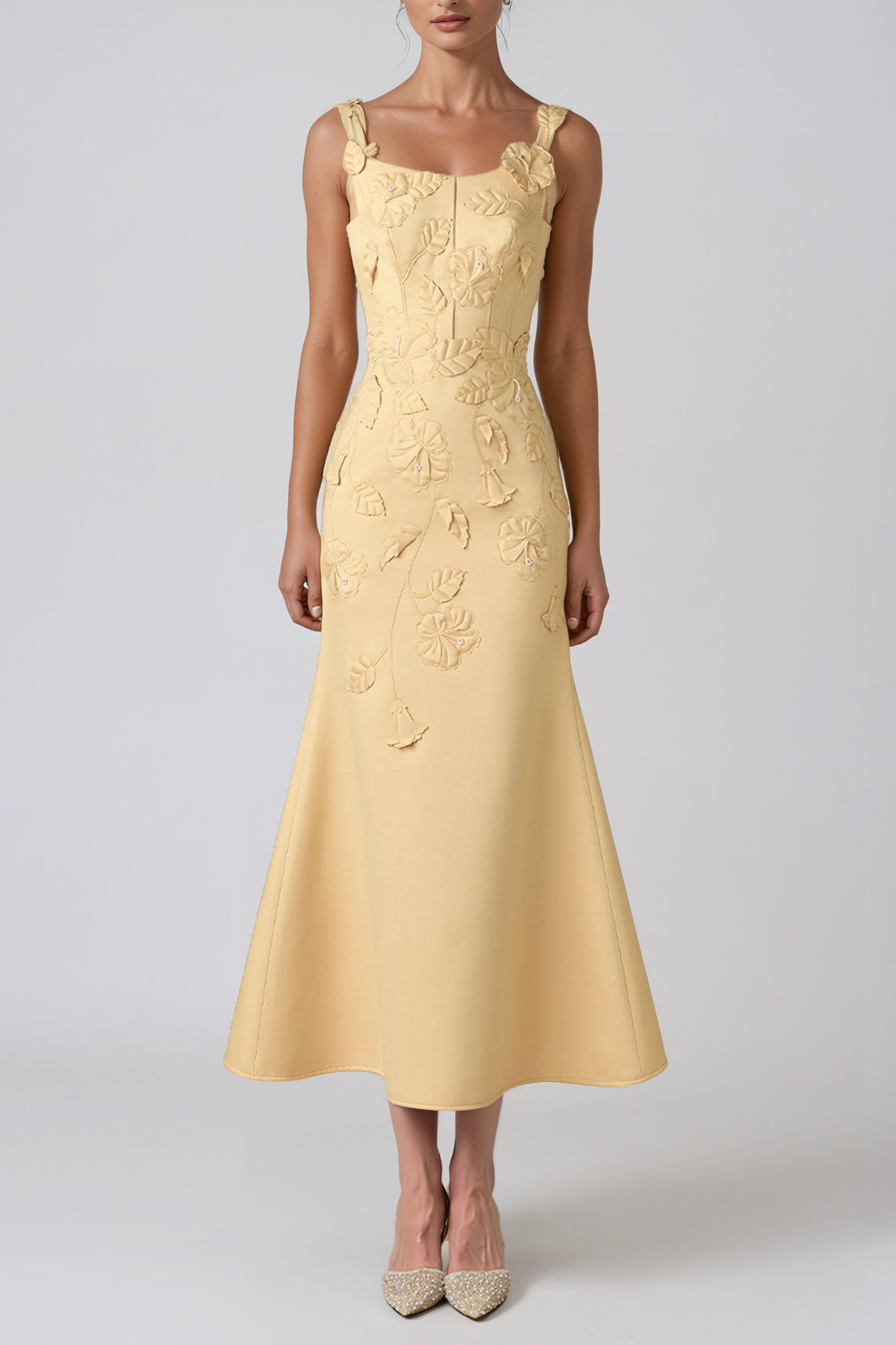 Jaak Spaghetti Flower Mermaid Midi Dress