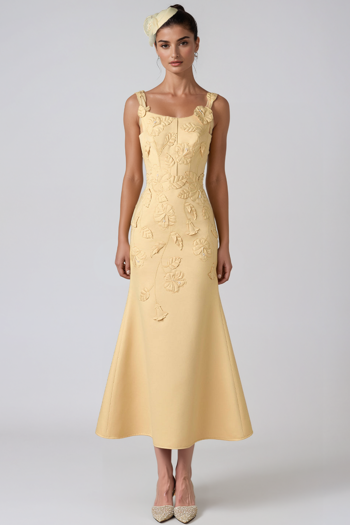 Jaak Spaghetti Flower Mermaid Midi Dress