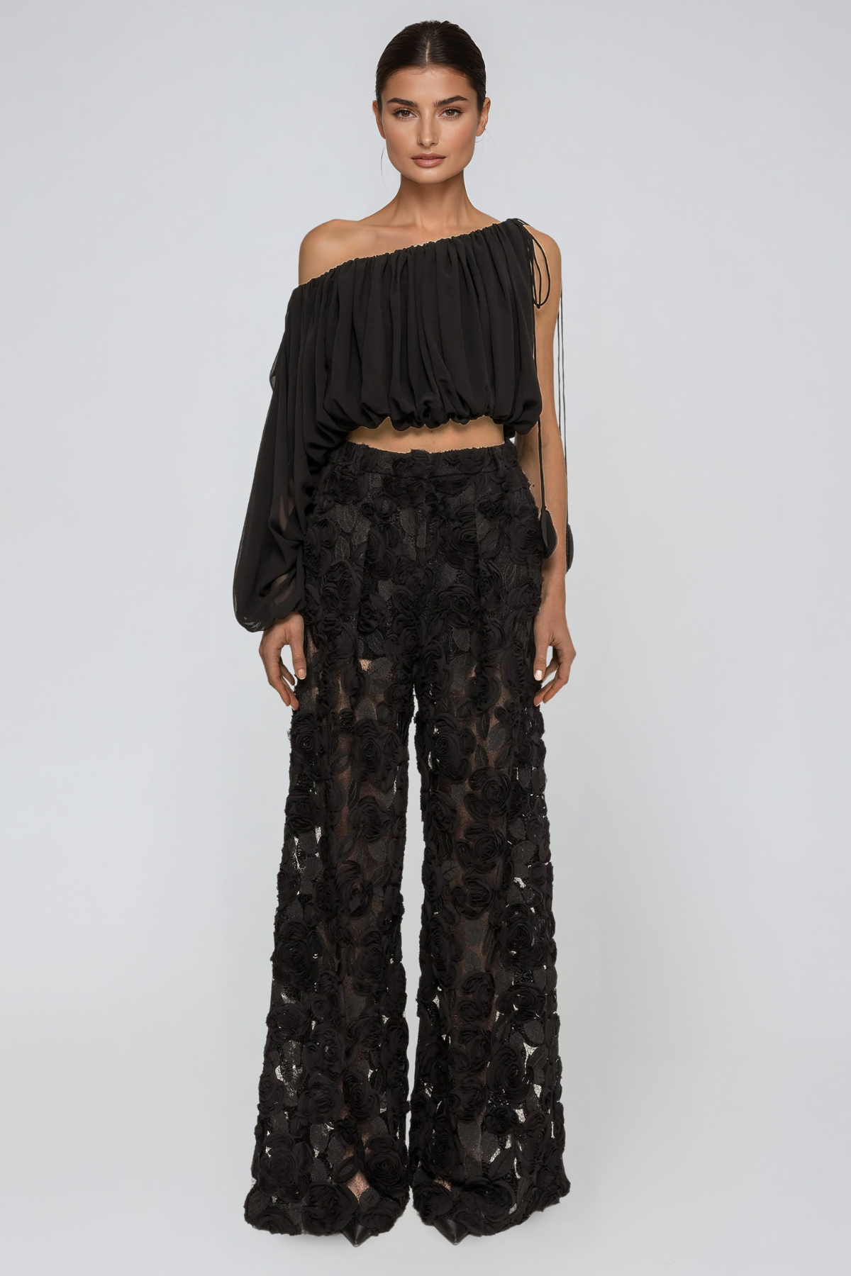 Kaavia One Shoulder Asymmetrical Ruch Top