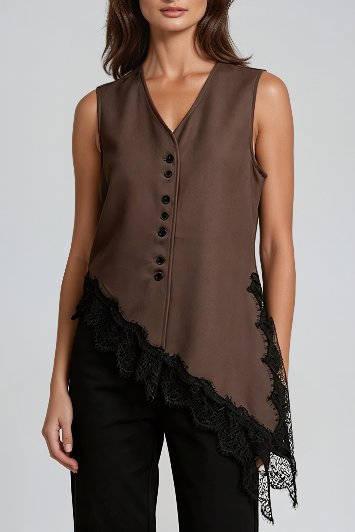 Kaawa Sleeveless Lace Button Top