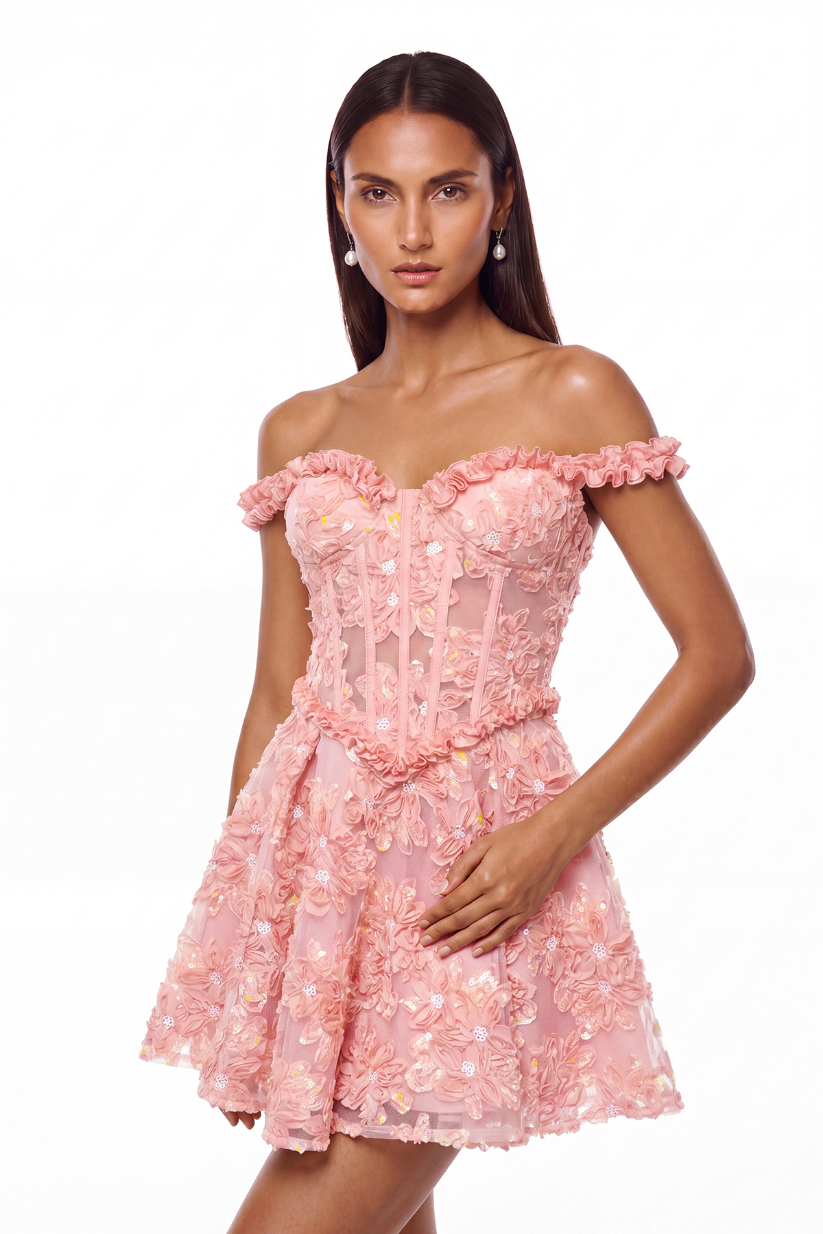 Blossom Flower Off Shoulder Mini Dress