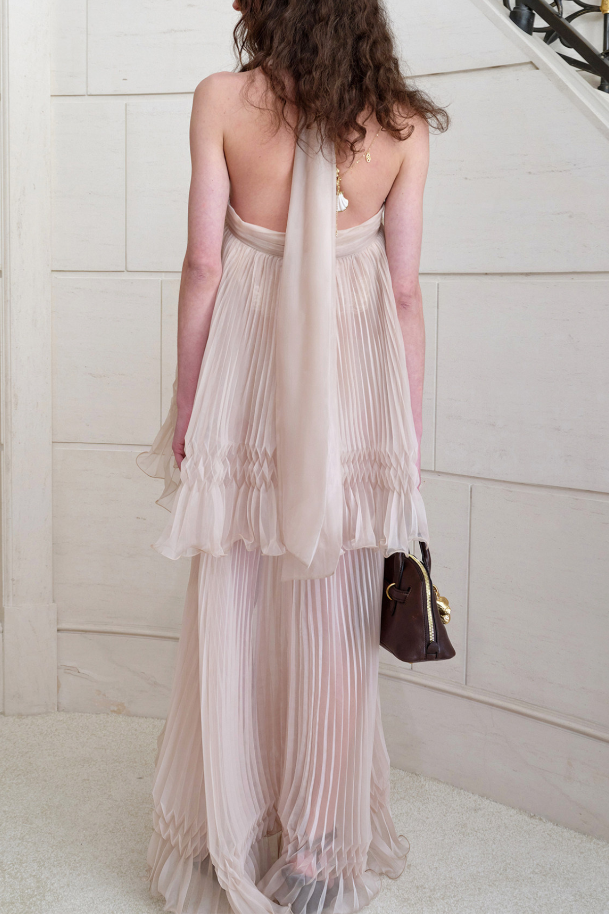 Folami Halter Neck Ruch Maxi Dress