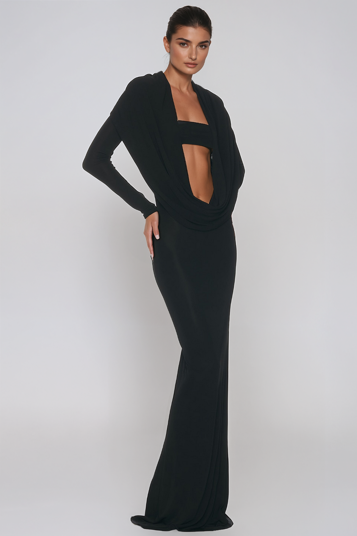 Jadyra Plunge Mesh Maxi Dress