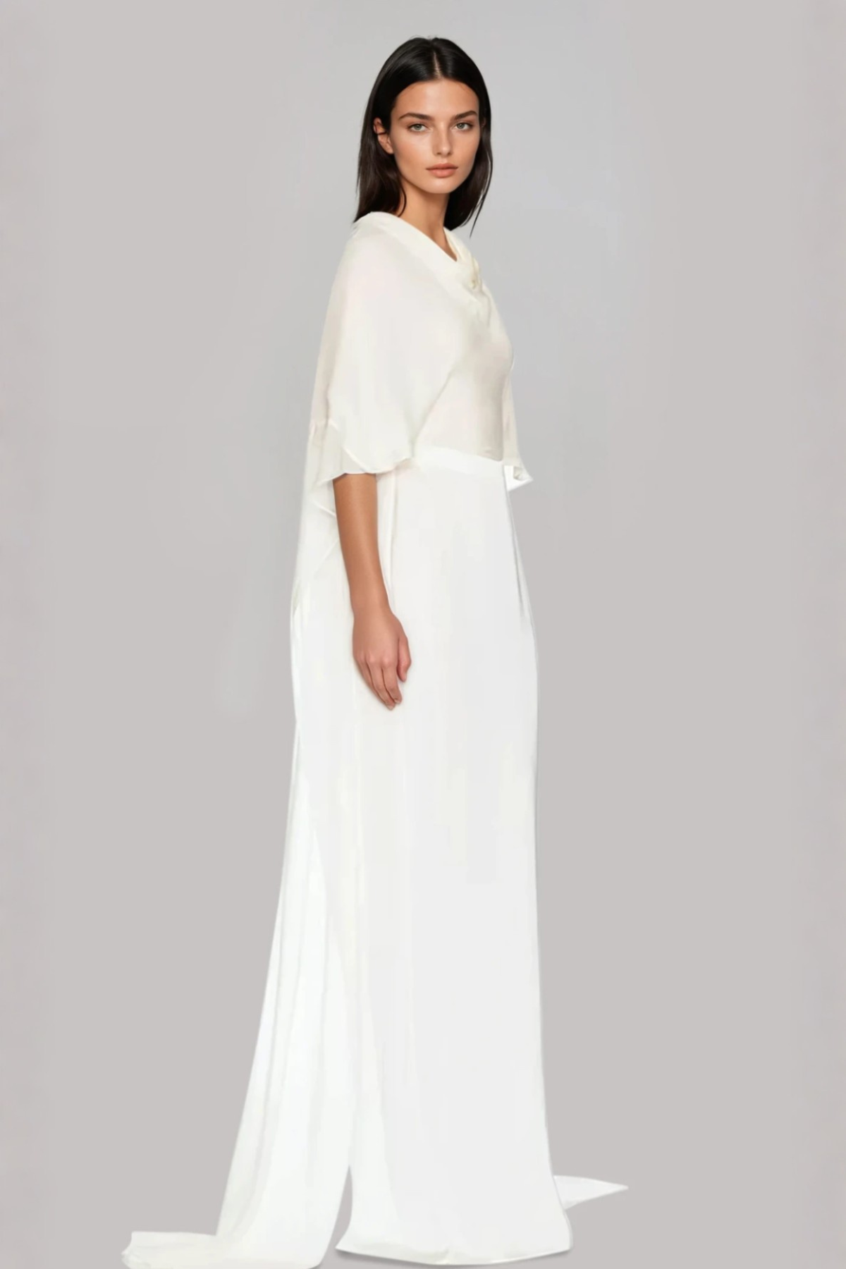 Gisila Backless Mesh Shawl Maxi Dress