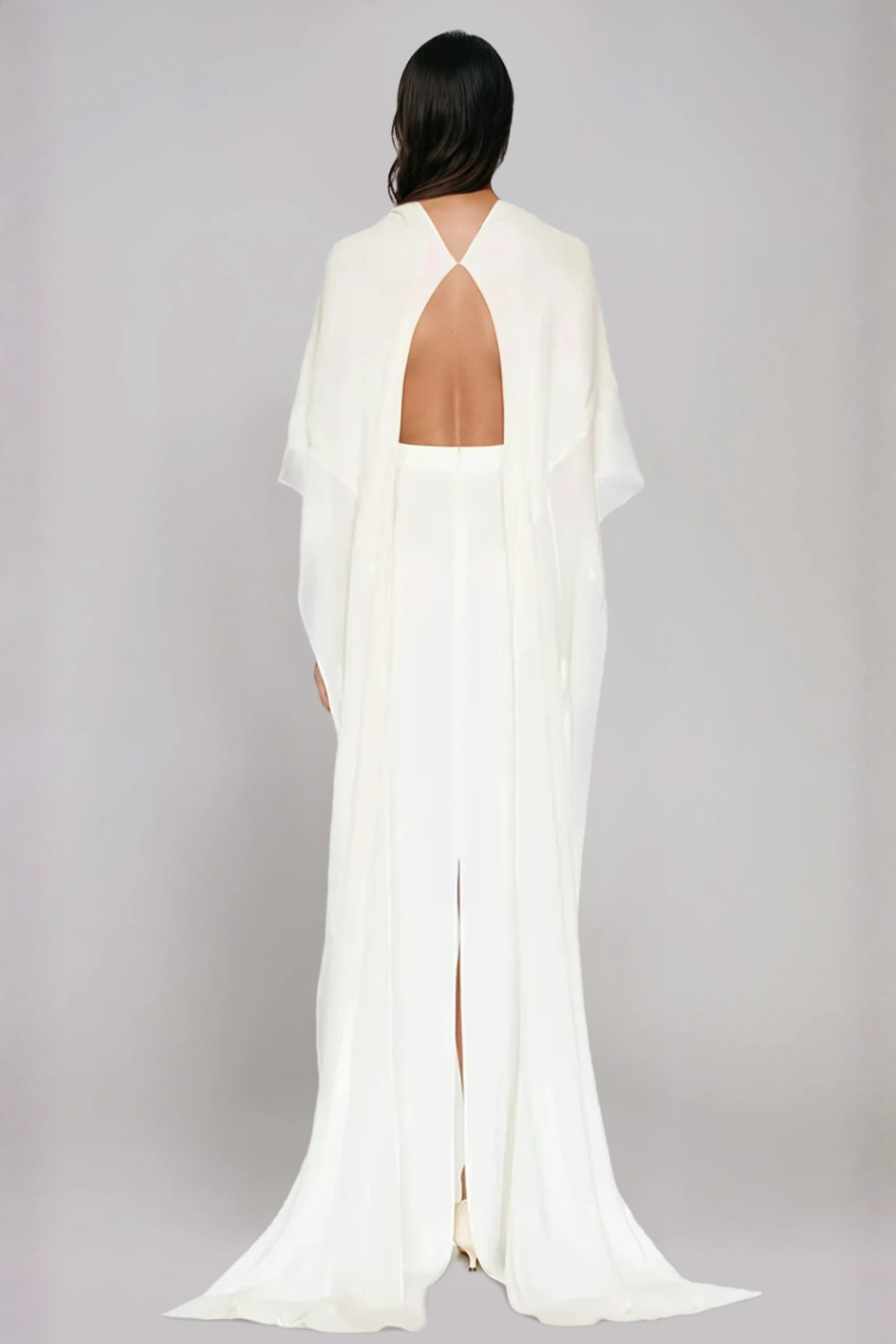 Gisila Backless Mesh Shawl Maxi Dress