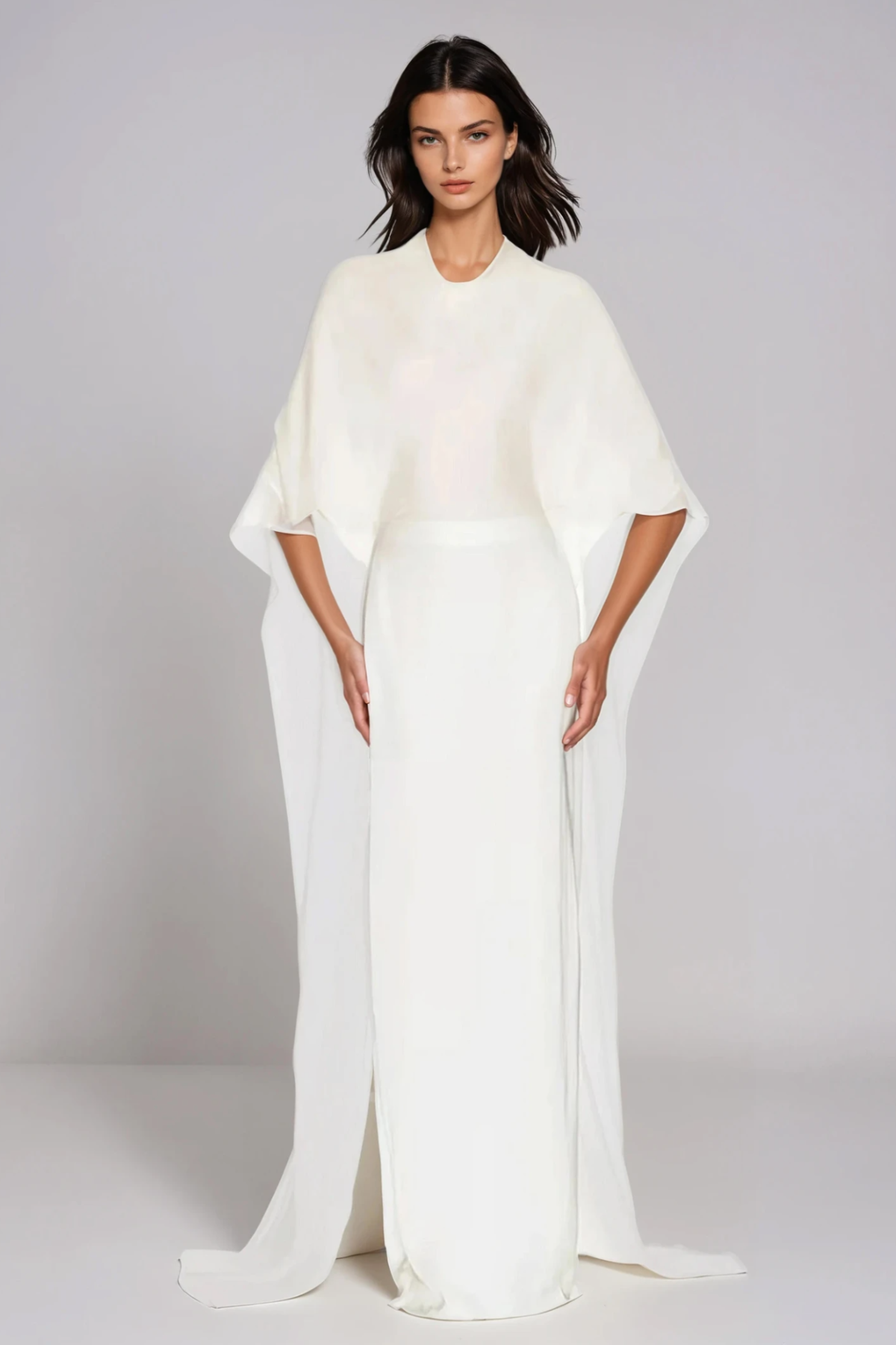 Gisila Backless Mesh Shawl Maxi Dress