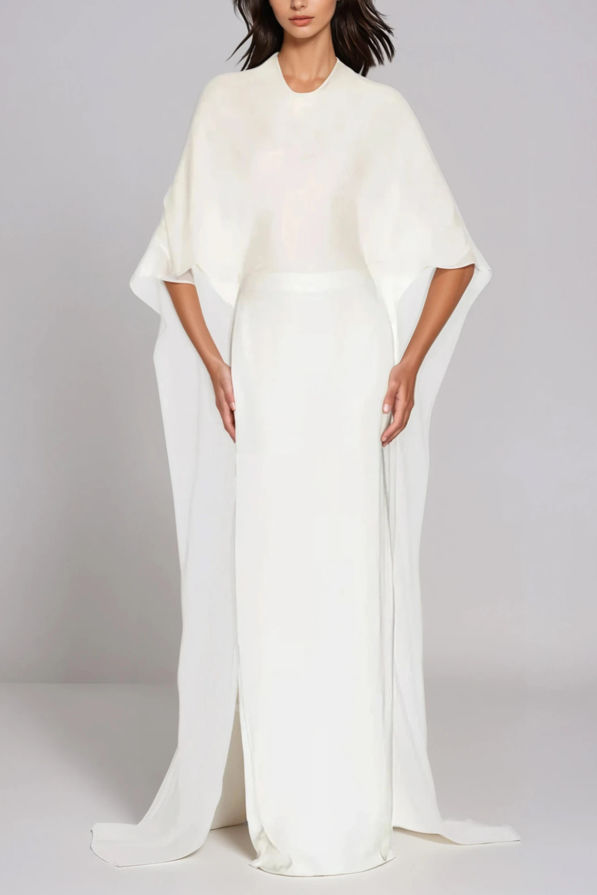 Gisila Backless Mesh Shawl Maxi Dress