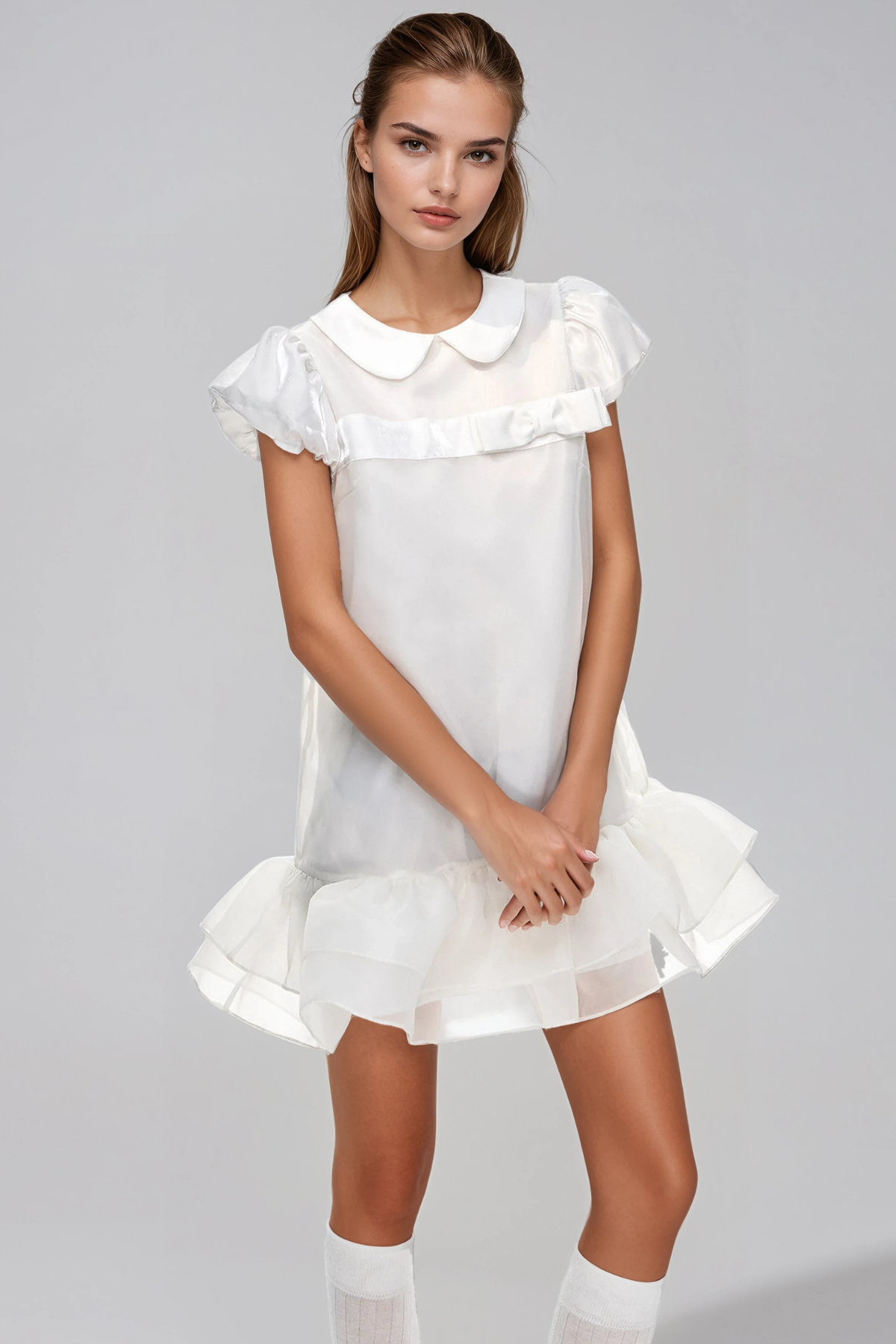 Herleifr Puff Sleeve Mesh Mini Dress