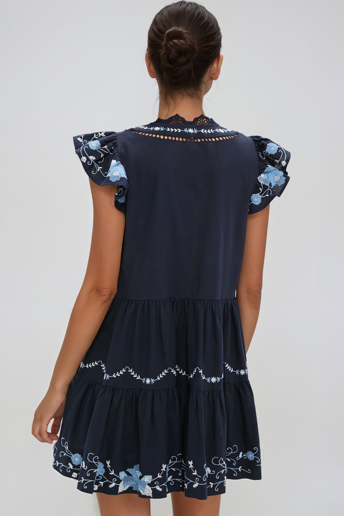 Jean Embroidered Floral Mini Dress