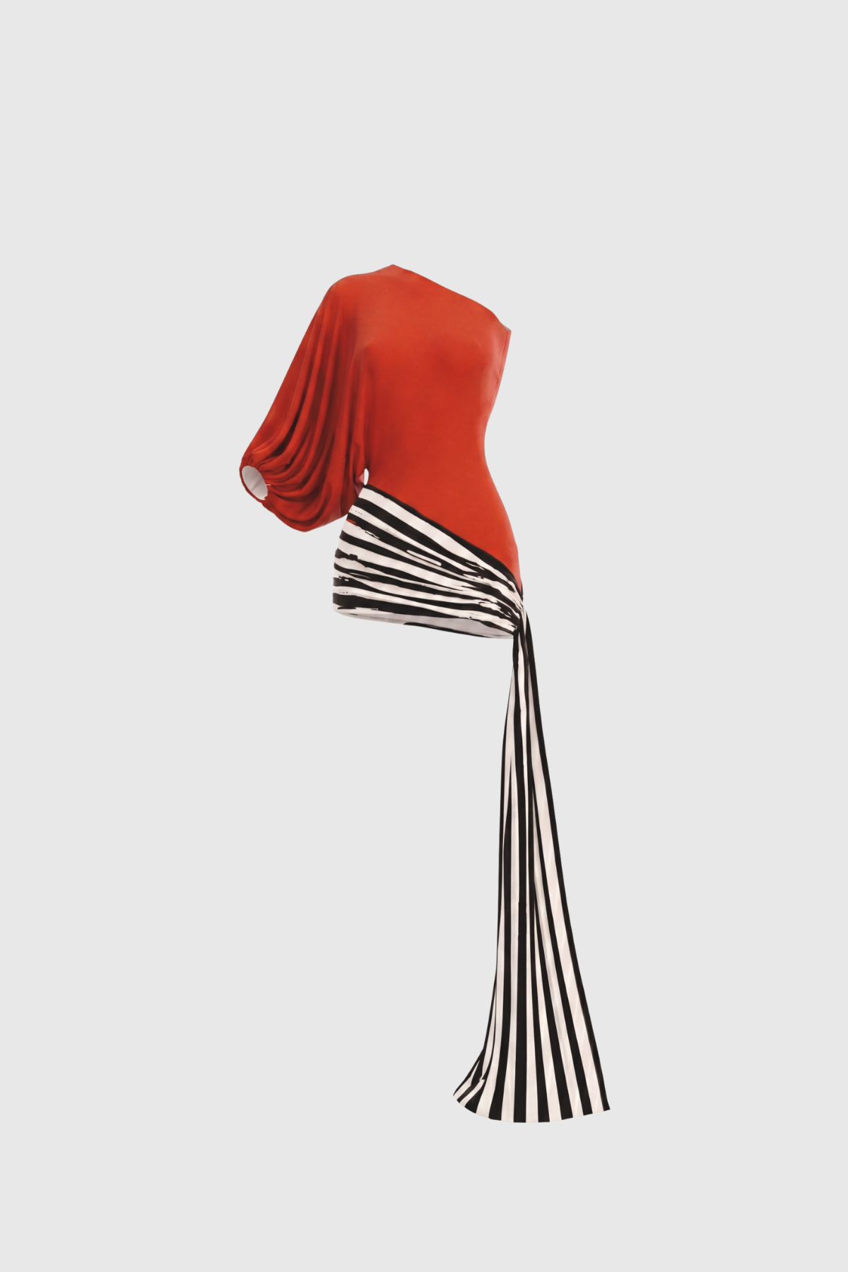 Kallistos Asymmetric Draped Stripe Mini Dress