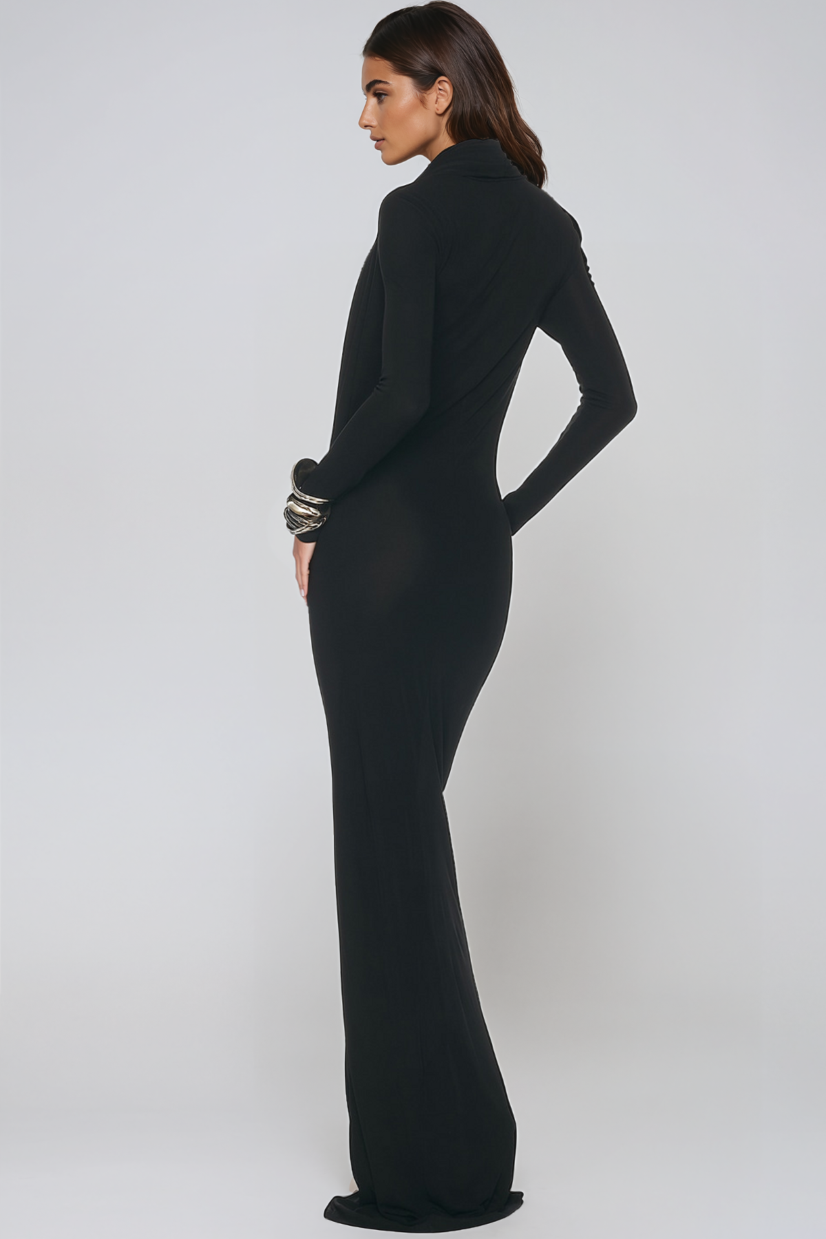 Jadyra Plunge Mesh Maxi Dress