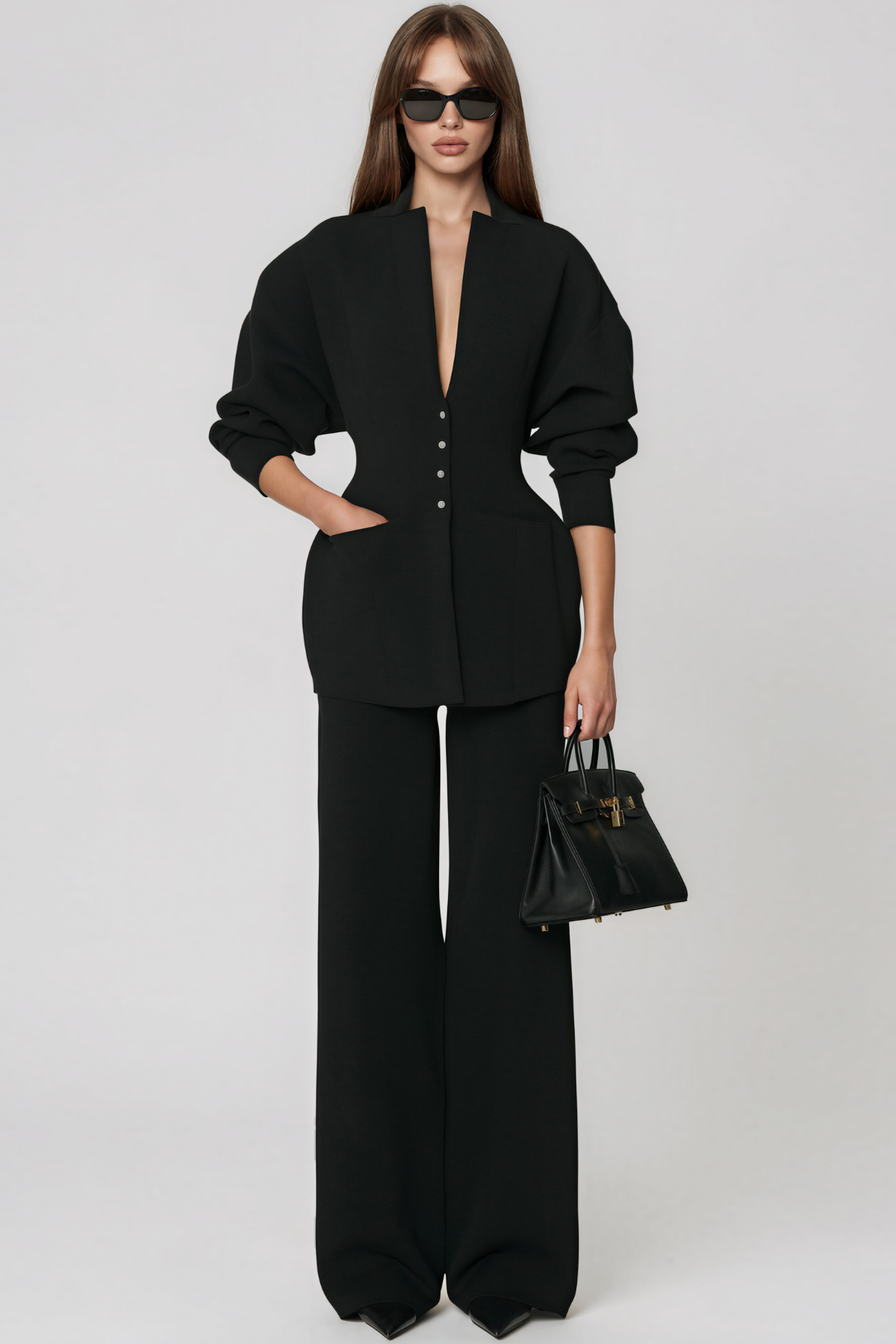 Kamana V Neck Button Blazer