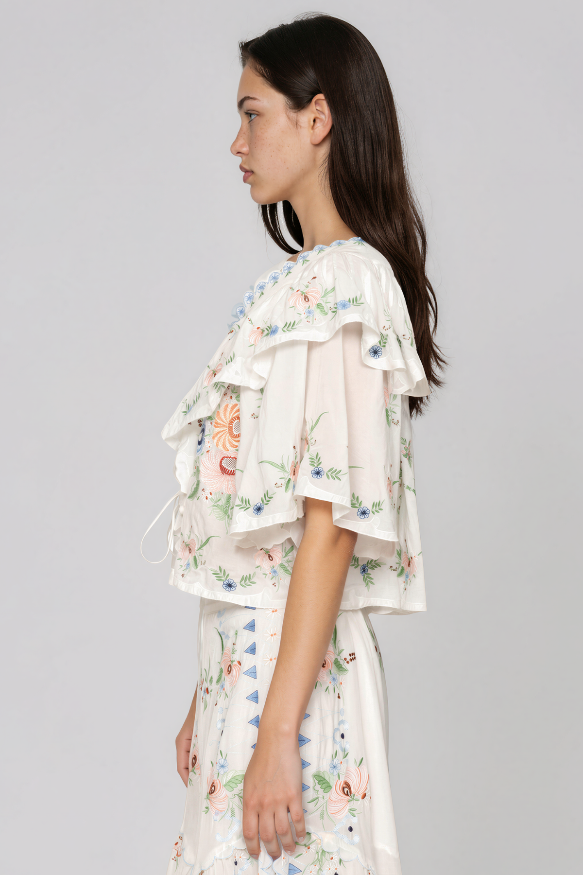 Jeanette V Neck Embroidered Floral Top