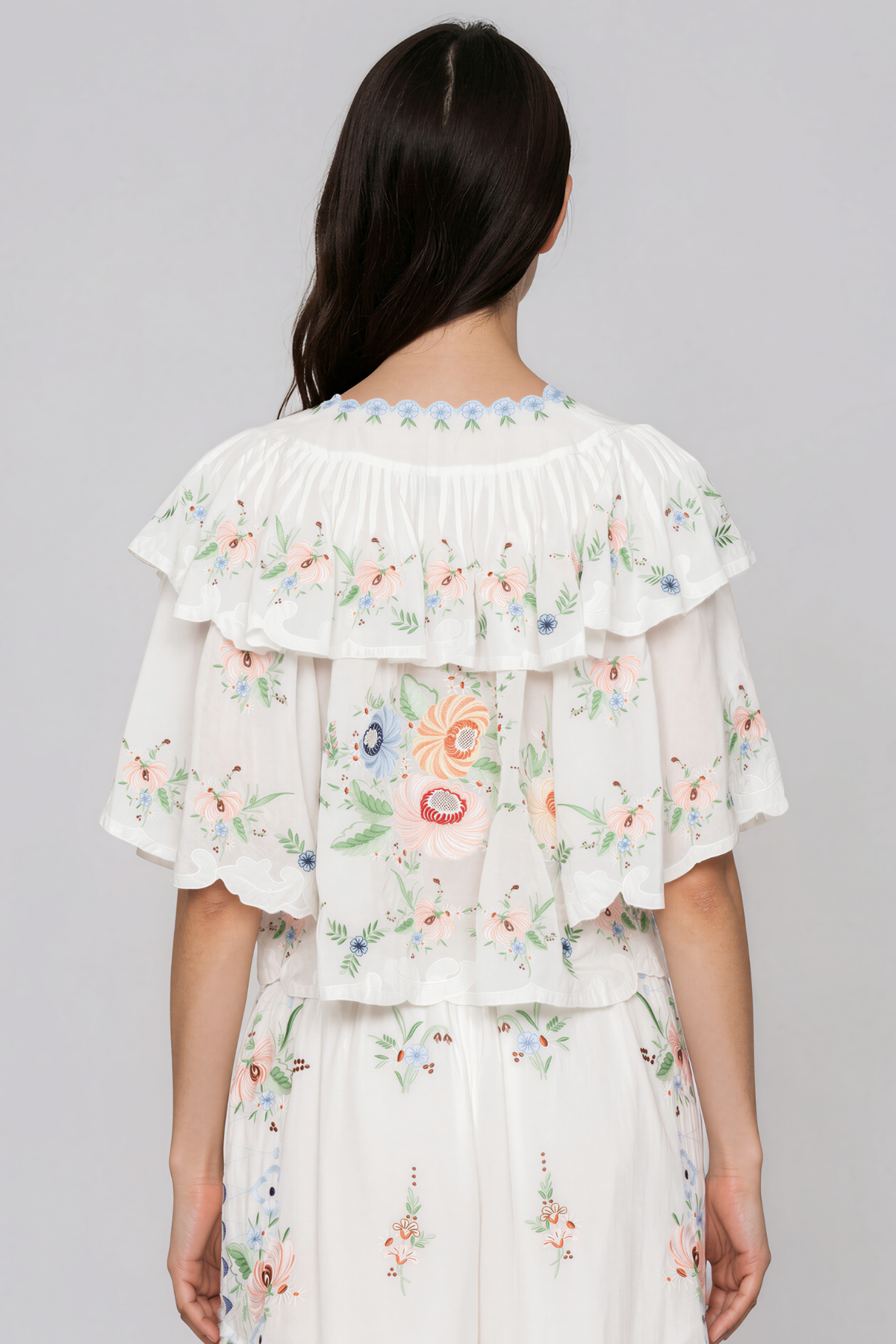 Jeanette V Neck Embroidered Floral Top