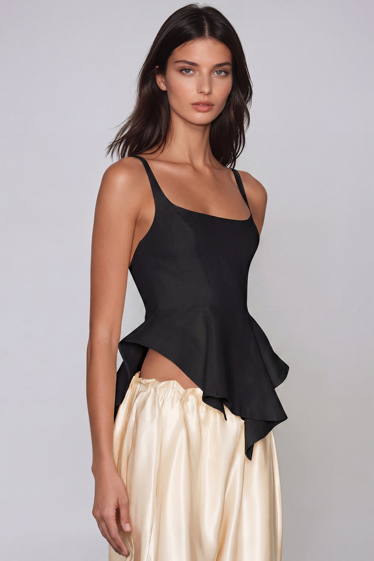 Haraldur Spaghetti Ruffle Top In Dark Blue
