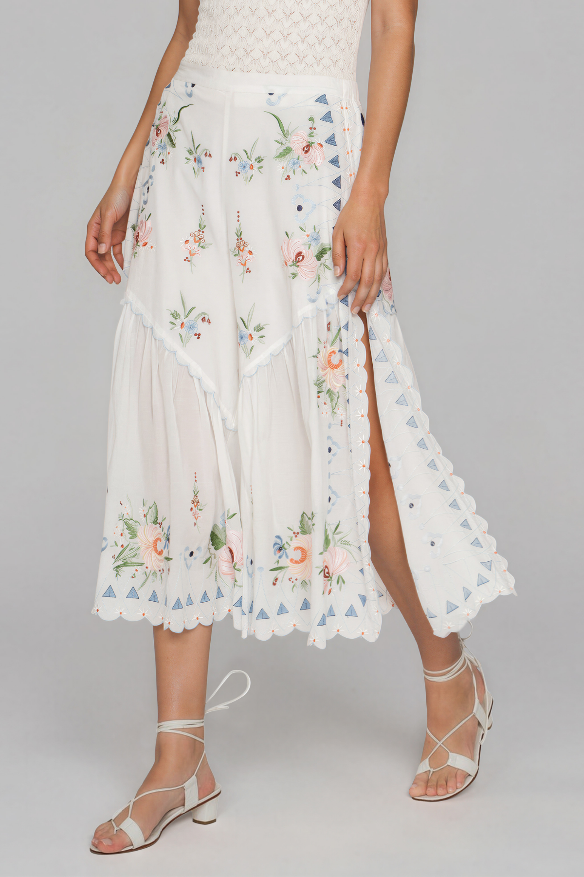 Jeanette Split Embroidered Floral Pants