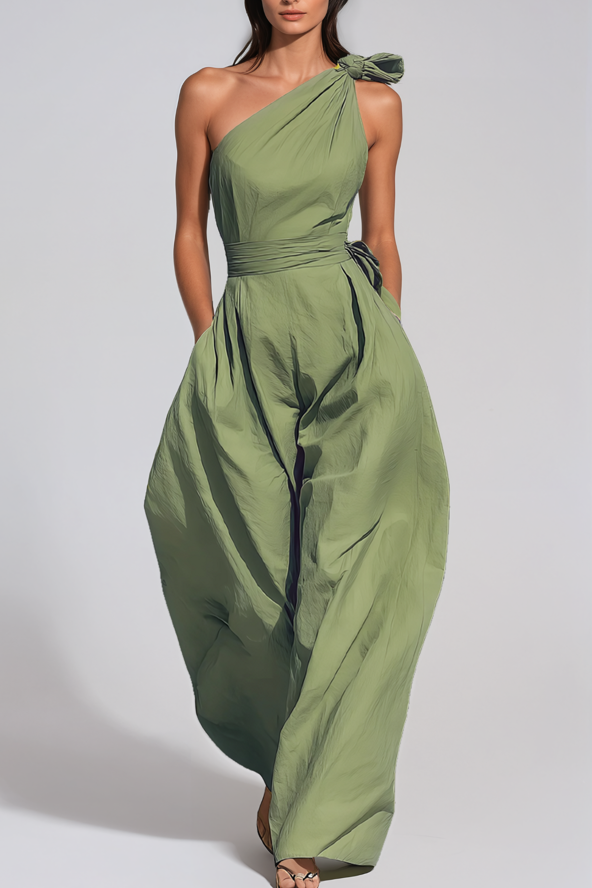 Jabez One Shoulder Twist Baggy Jumpsuit