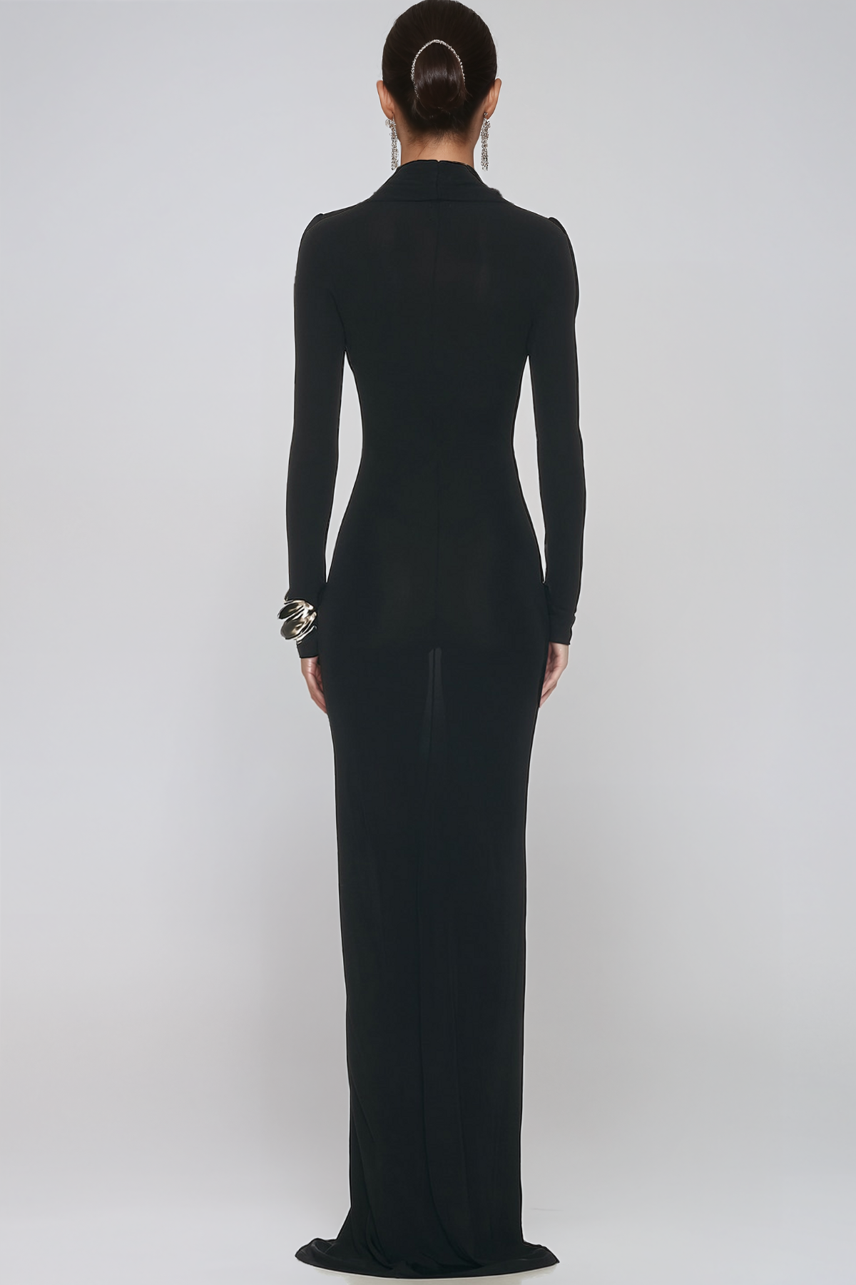 Jadyra Plunge Mesh Maxi Dress