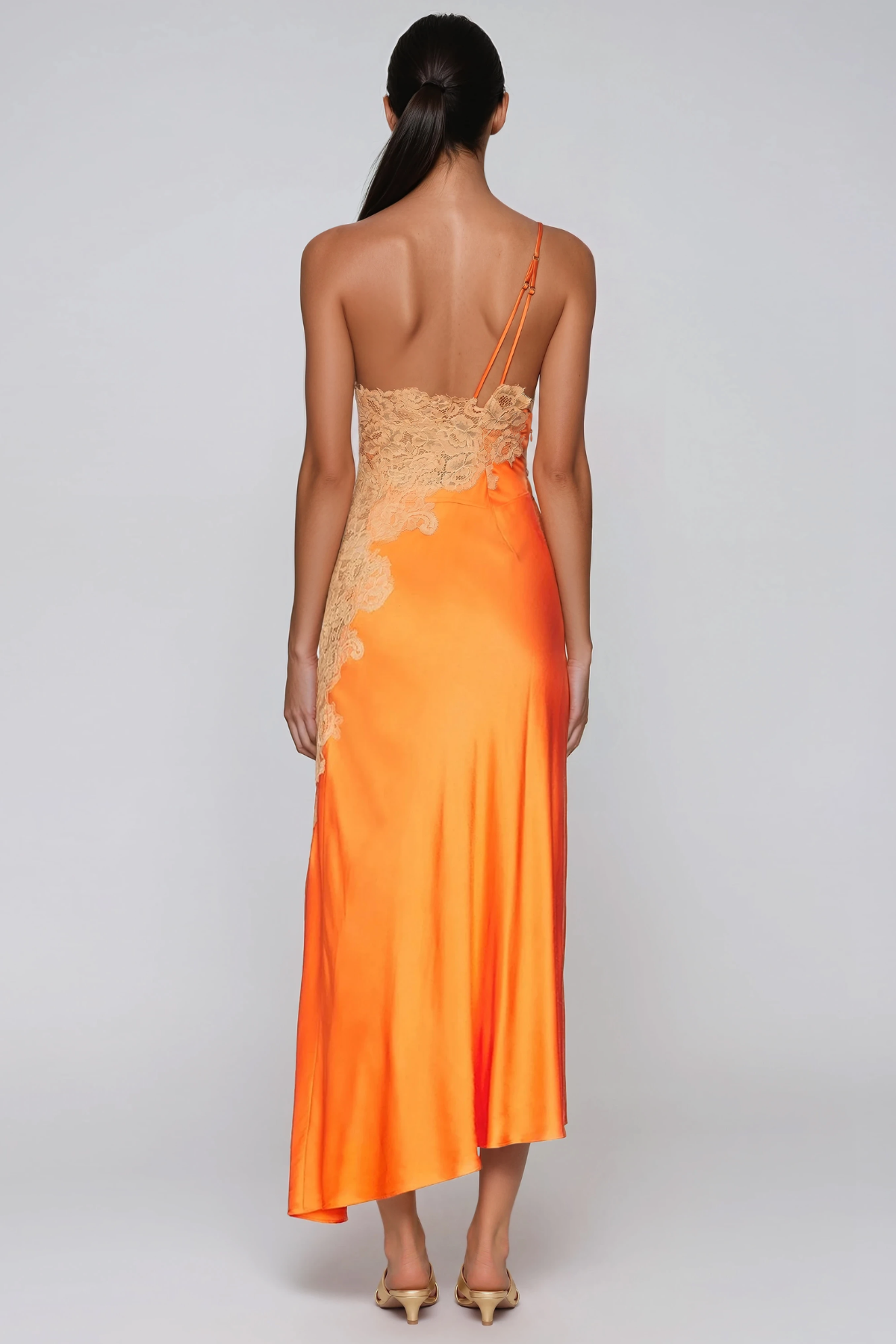 Bess One Shoulder Lace Satin Maxi Dress